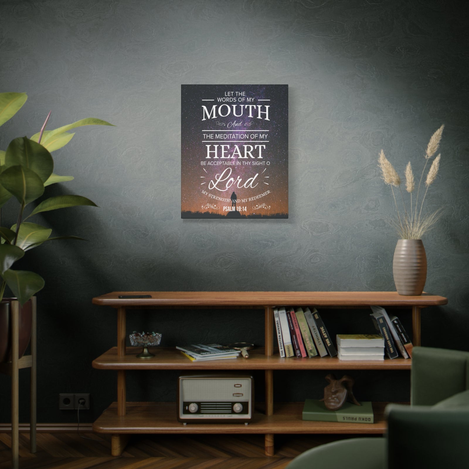 Scripture Canvas My Strength and Redeemer Psalm 19:14 Christian Wall Art Bible Verse Print Ready to Hang-Express Your Love Gifts