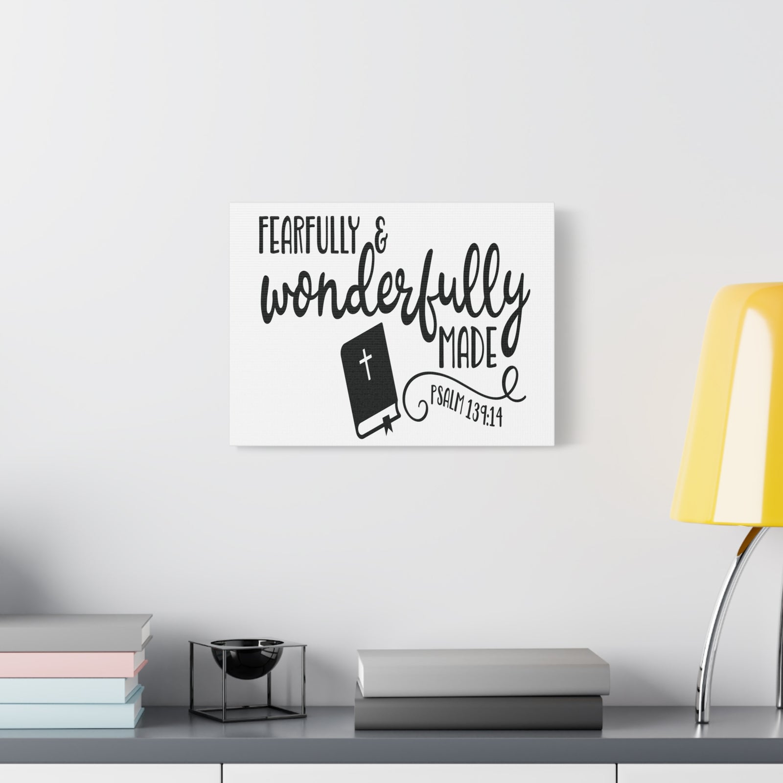 Scripture Canvas Fearfully and Wonderfully Psalm 139:14 Christian Wall Art Bible Verse Print Ready to Hang-Express Your Love Gifts