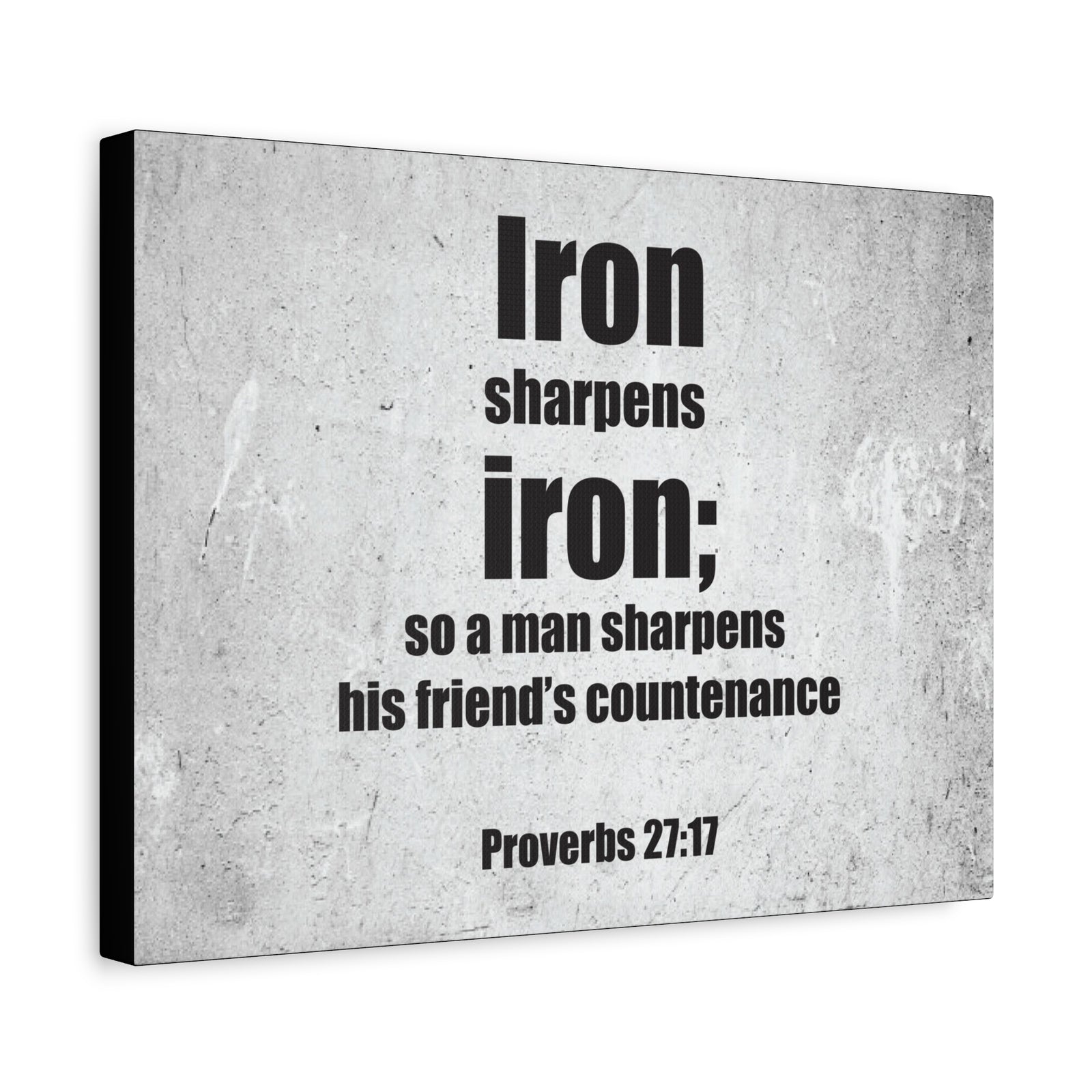 Scripture Canvas Iron Sharpens Iron Proverbs 27:17 Christian Wall Art Bible Verse Print Ready to Hang-Express Your Love Gifts