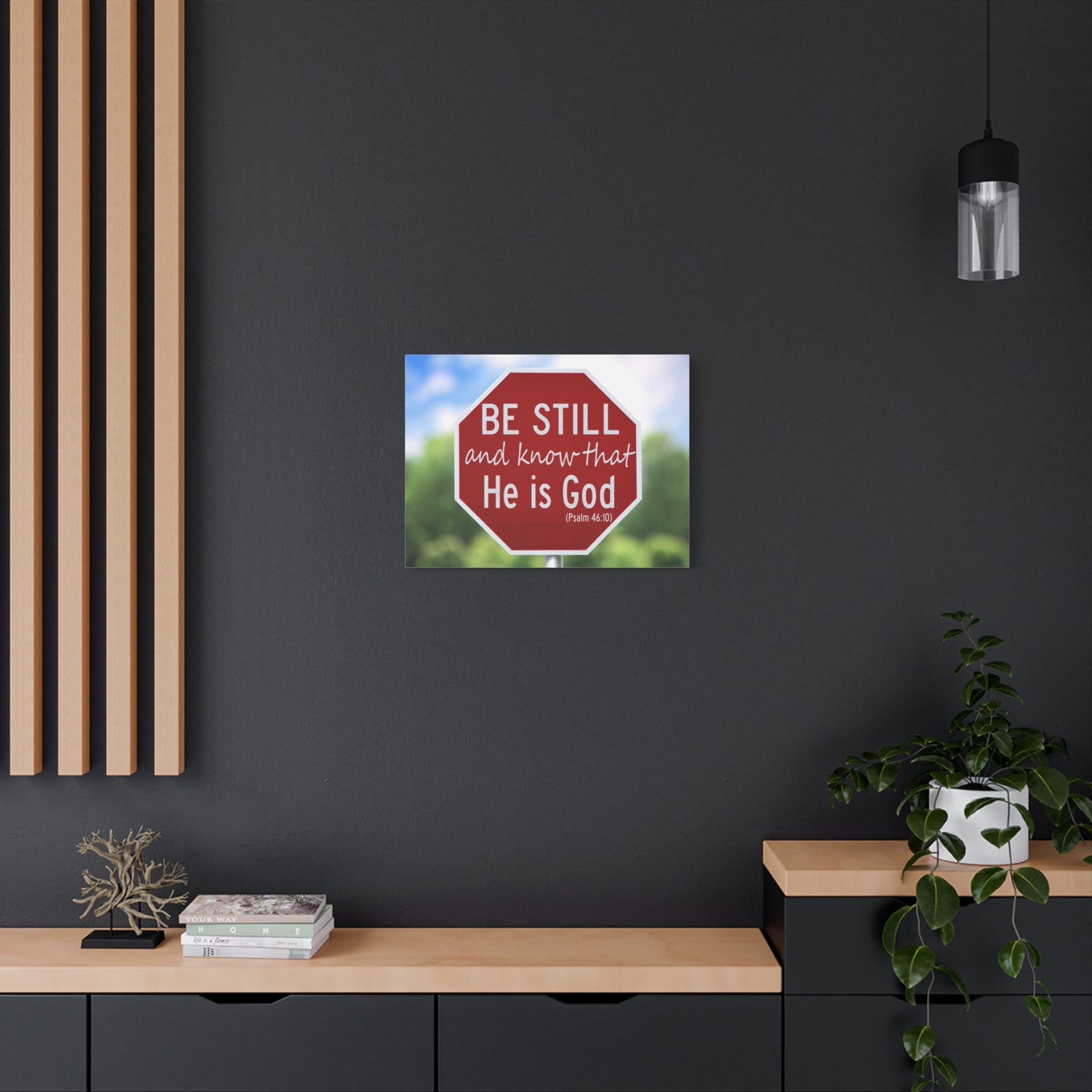 Scripture Canvas He Is God Psalm 46:10 Christian Wall Art Bible Verse Print Ready to Hang-Express Your Love Gifts