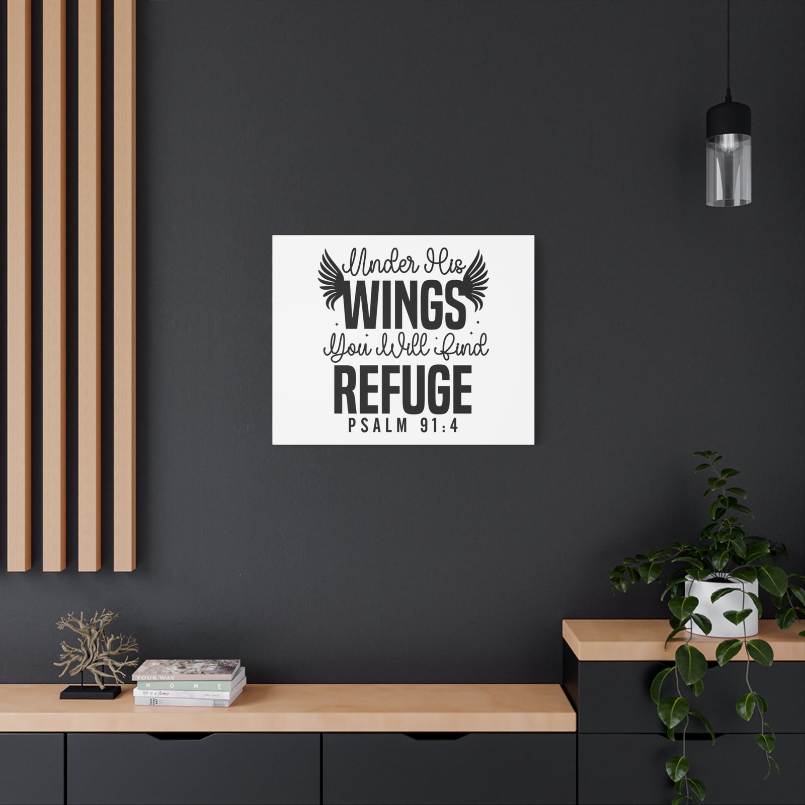 Scripture Walls Psalm 91:4 Under His Wings Bible Verse Canvas Christian Wall Art Ready to Hang Unframed-Express Your Love Gifts