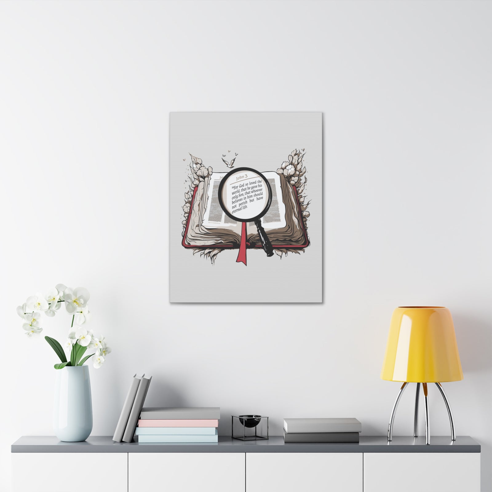 Scripture Walls John 3:16 Open Book Bible Verse Canvas Christian Wall Art Ready to Hang Unframed-Express Your Love Gifts