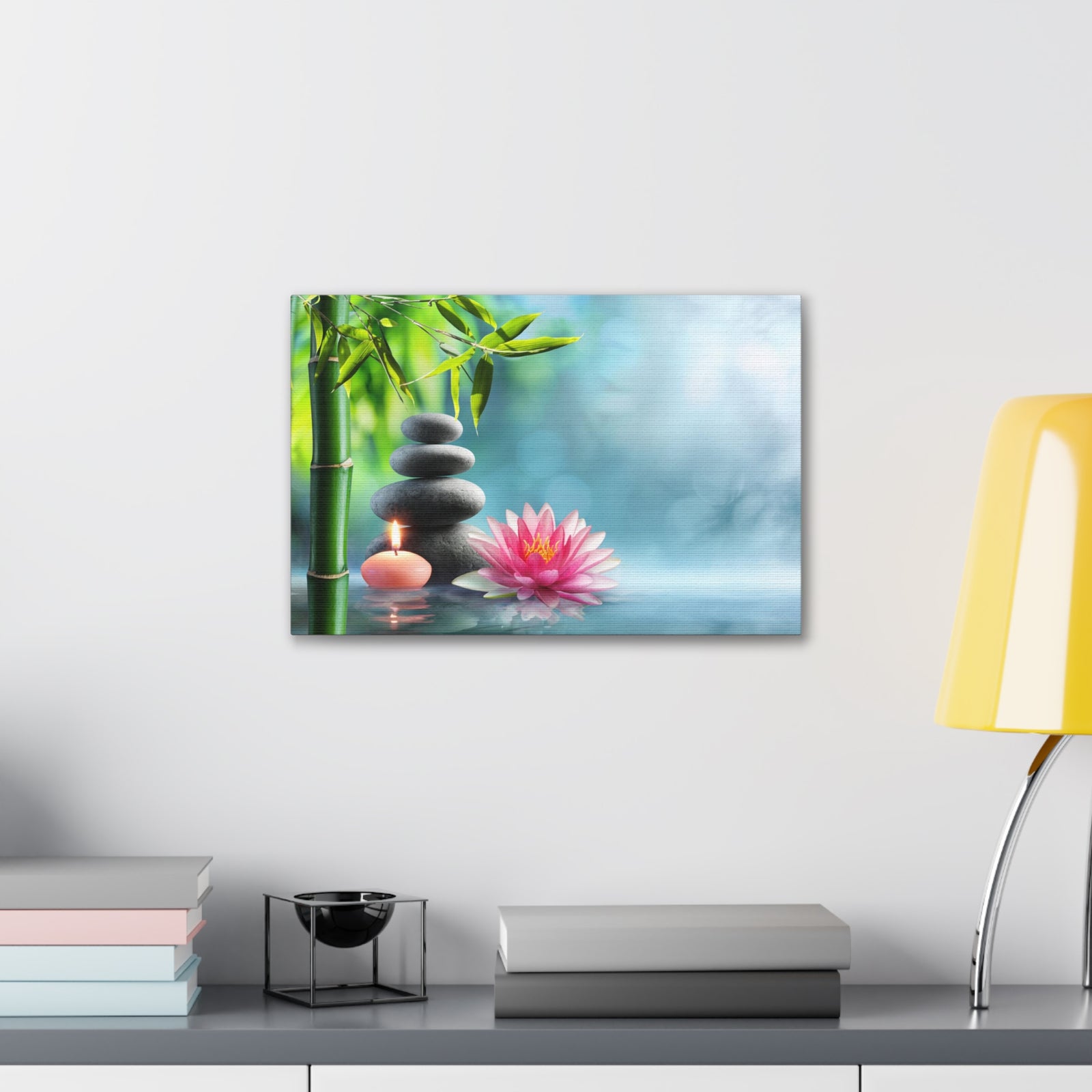Massage Stones and Waterlily Forest Floral Nature Photography Canvas Wall Art for Home Decor Ready-to-Hang-Express Your Love Gifts