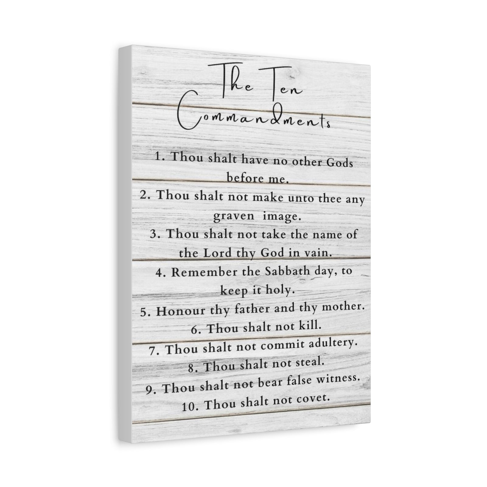 Scripture Canvas Ten Commandments White Christian Wall Art Print Ready to Hang-Express Your Love Gifts