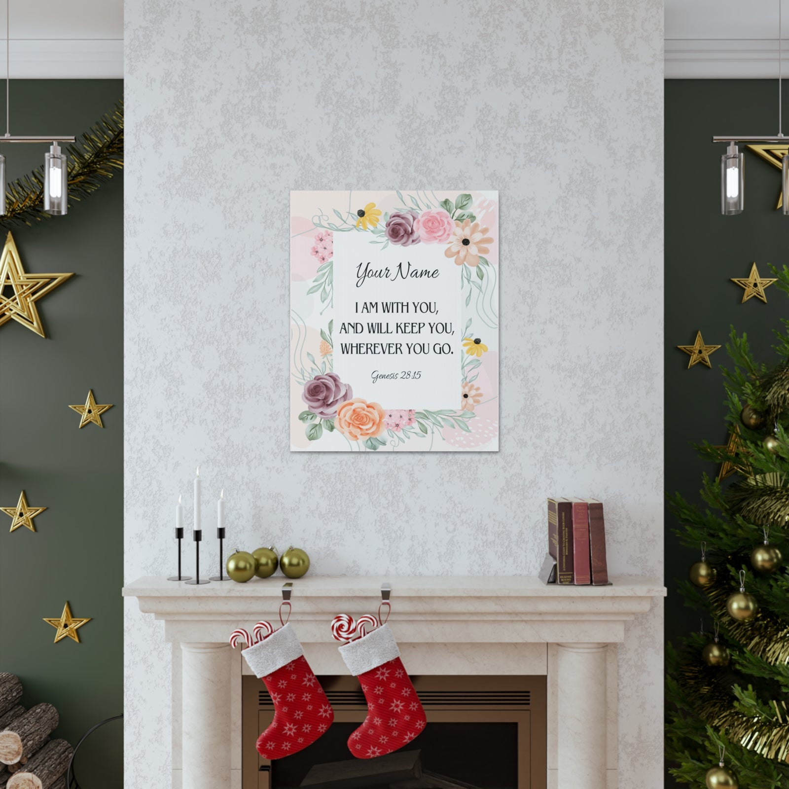 Scripture Walls Personalized Genesis 28:15 I Am With You Bible Chapter Canvas Christian Wall Art Ready to Hang-Express Your Love Gifts