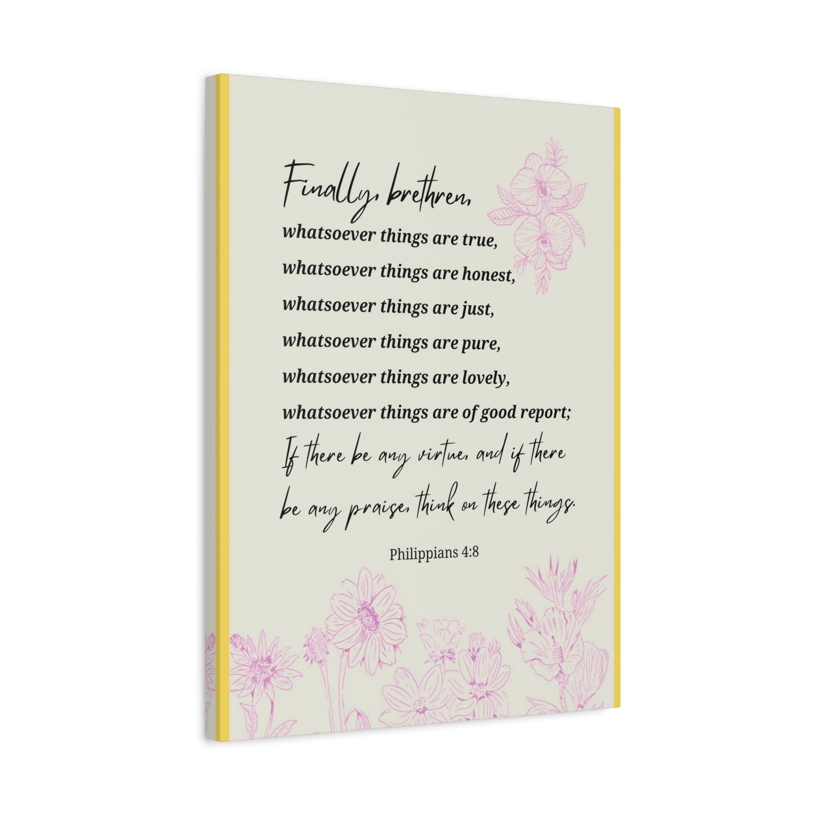 Scripture Canvas Whatsoever Things Are Philippians 4:8 Christian Wall Art Bible Verse Print Ready to Hang-Express Your Love Gifts