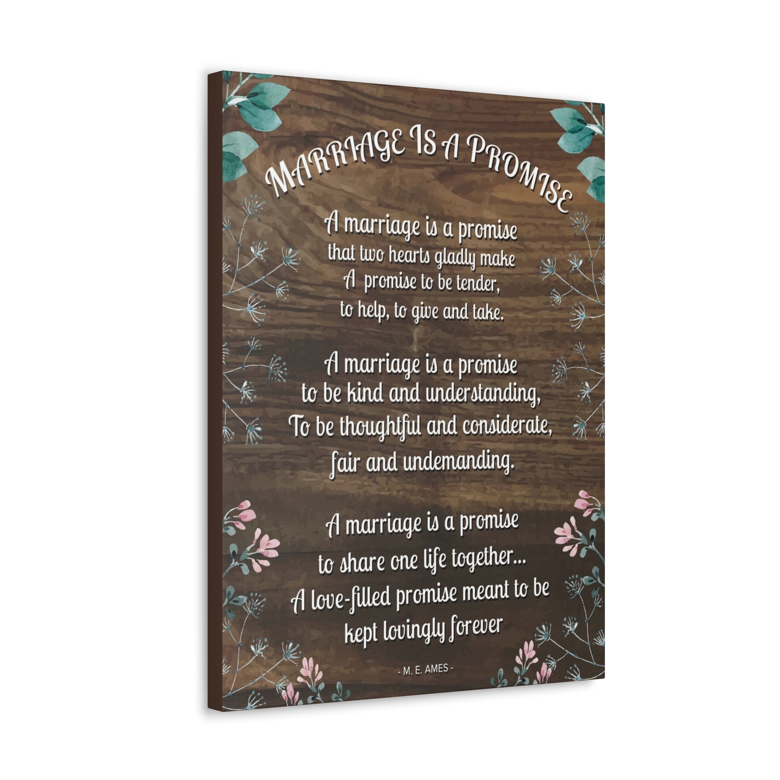 Marriage is a Promise Motivational Printed On Ready To Hang Stretched Canvas Wall Art-Express Your Love Gifts