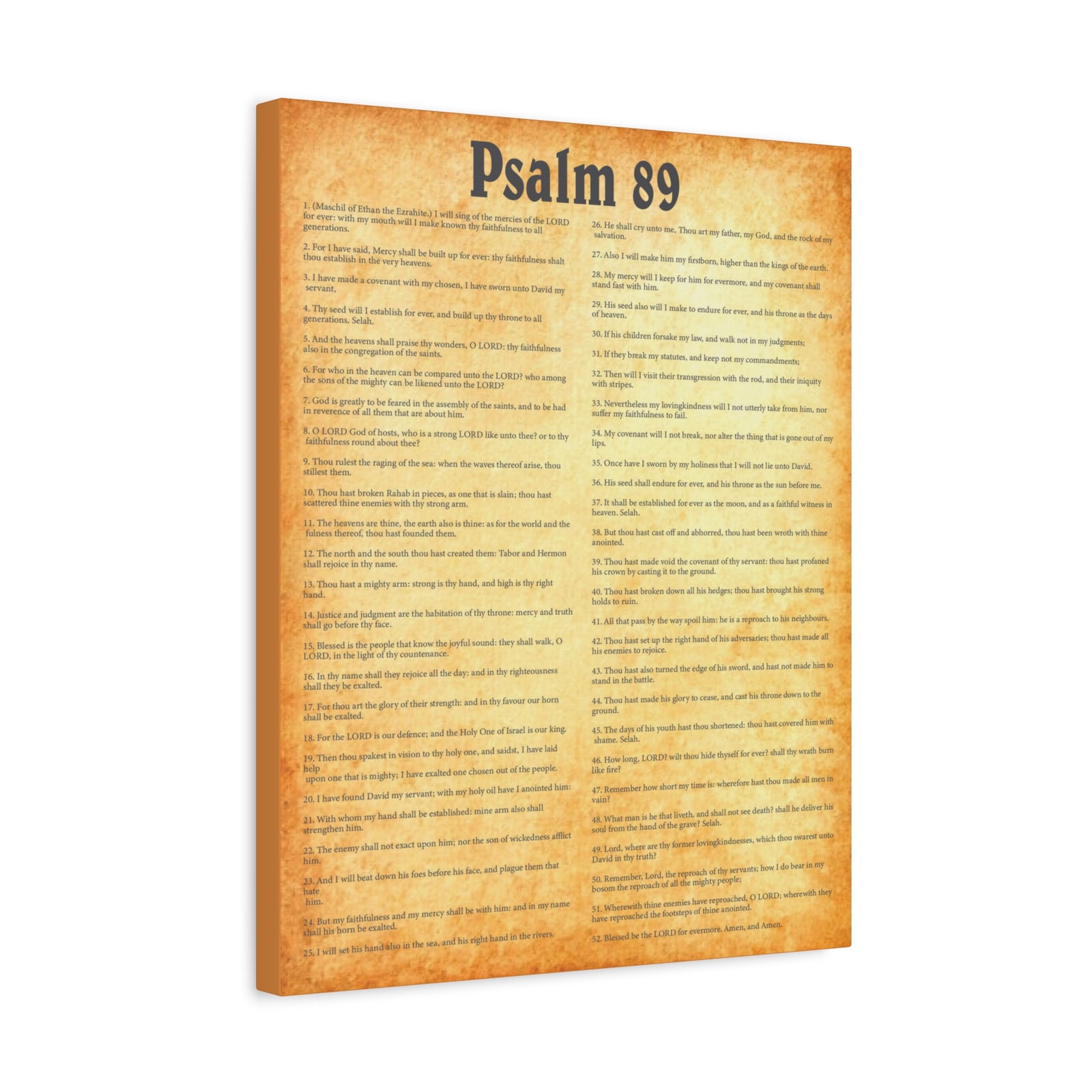 Scripture Walls Psalm 89 Gold Bible Chapter Canvas Christian Wall Art Ready to Hang-Express Your Love Gifts