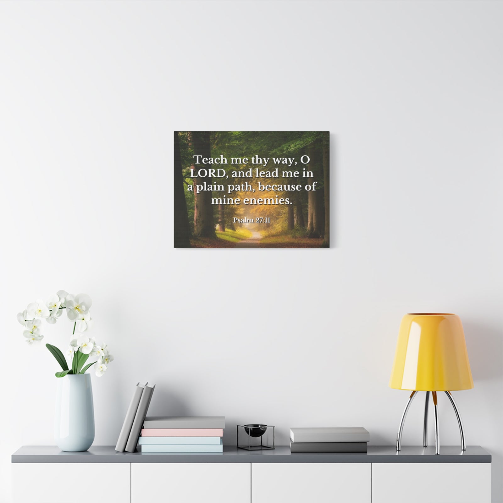 Scripture Canvas Plain Path Psalm 27:11 Christian Wall Art Bible Verse Print Ready to Hang-Express Your Love Gifts