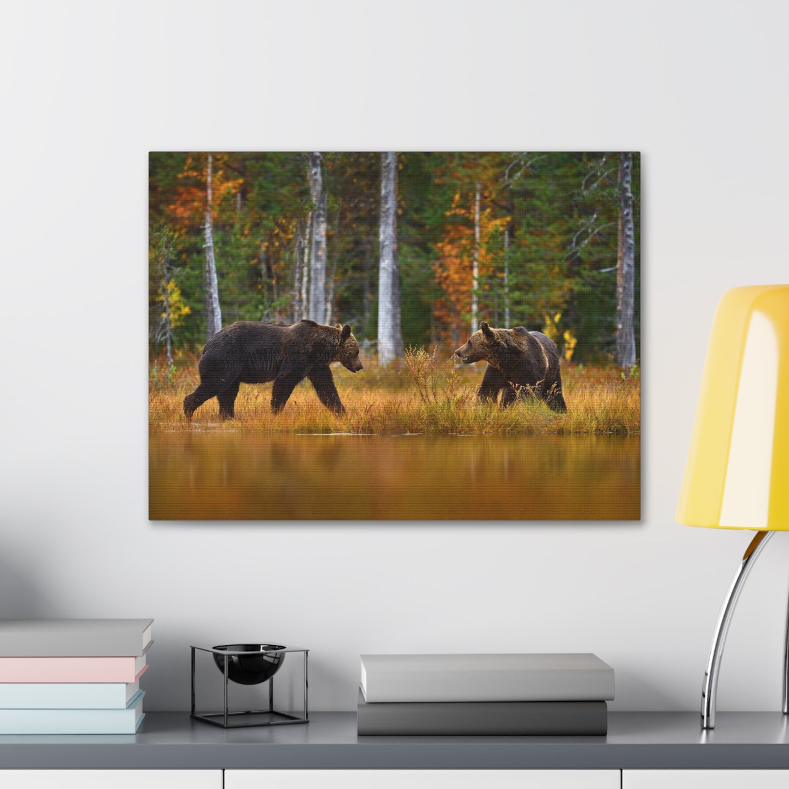 Spring Forest Bears Nature Wilderness Photography Canvas Wall Art for Home Decor Ready-to-Hang-Express Your Love Gifts