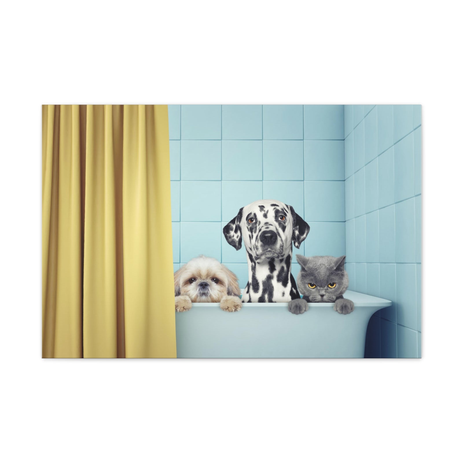 Cute Two Dogs and Cat Canvas Wall Art for Home Decor Ready-to-Hang-Express Your Love Gifts