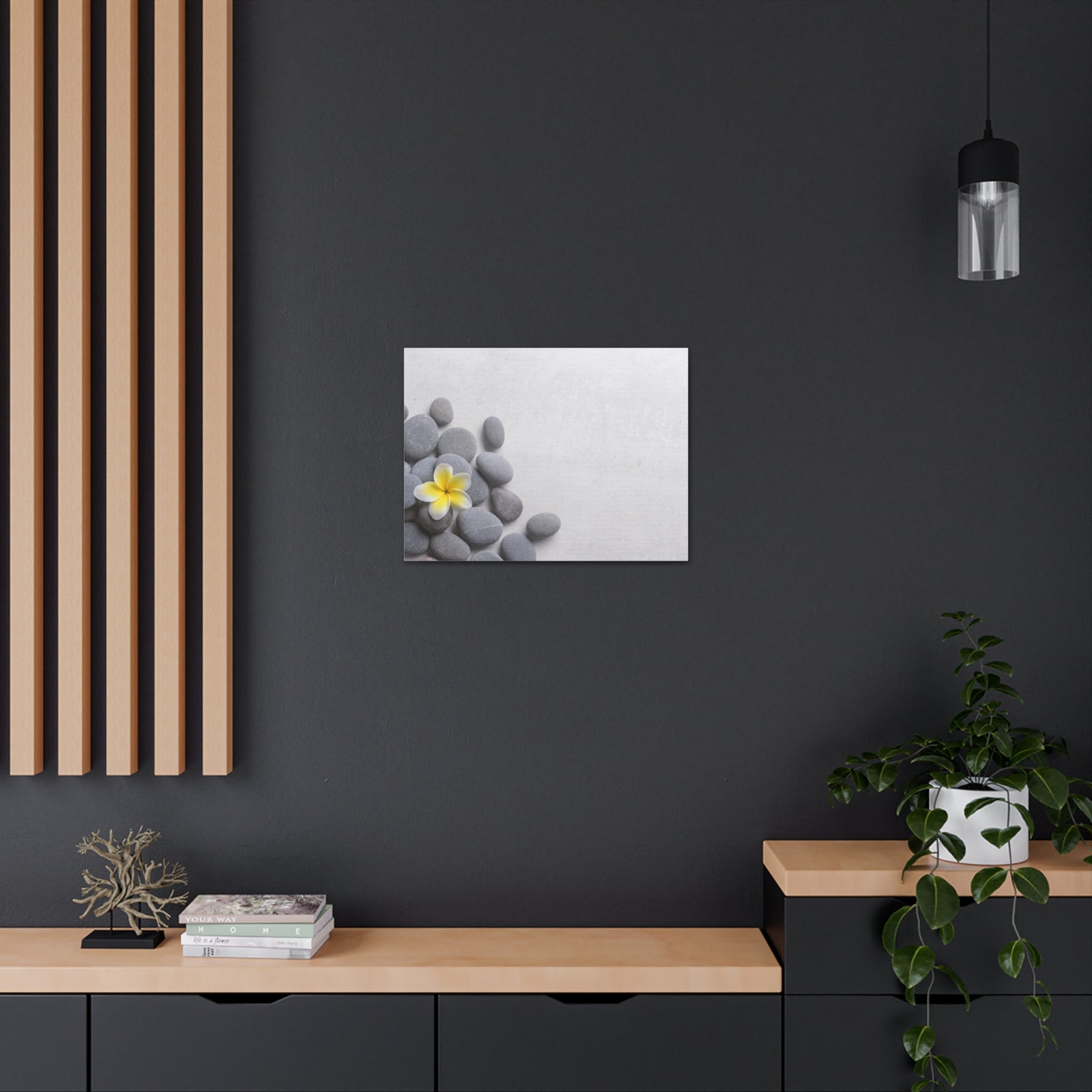 Frangipani and Zen Stones Forest Floral Nature Photography Canvas Wall Art for Home Decor Ready-to-Hang-Express Your Love Gifts