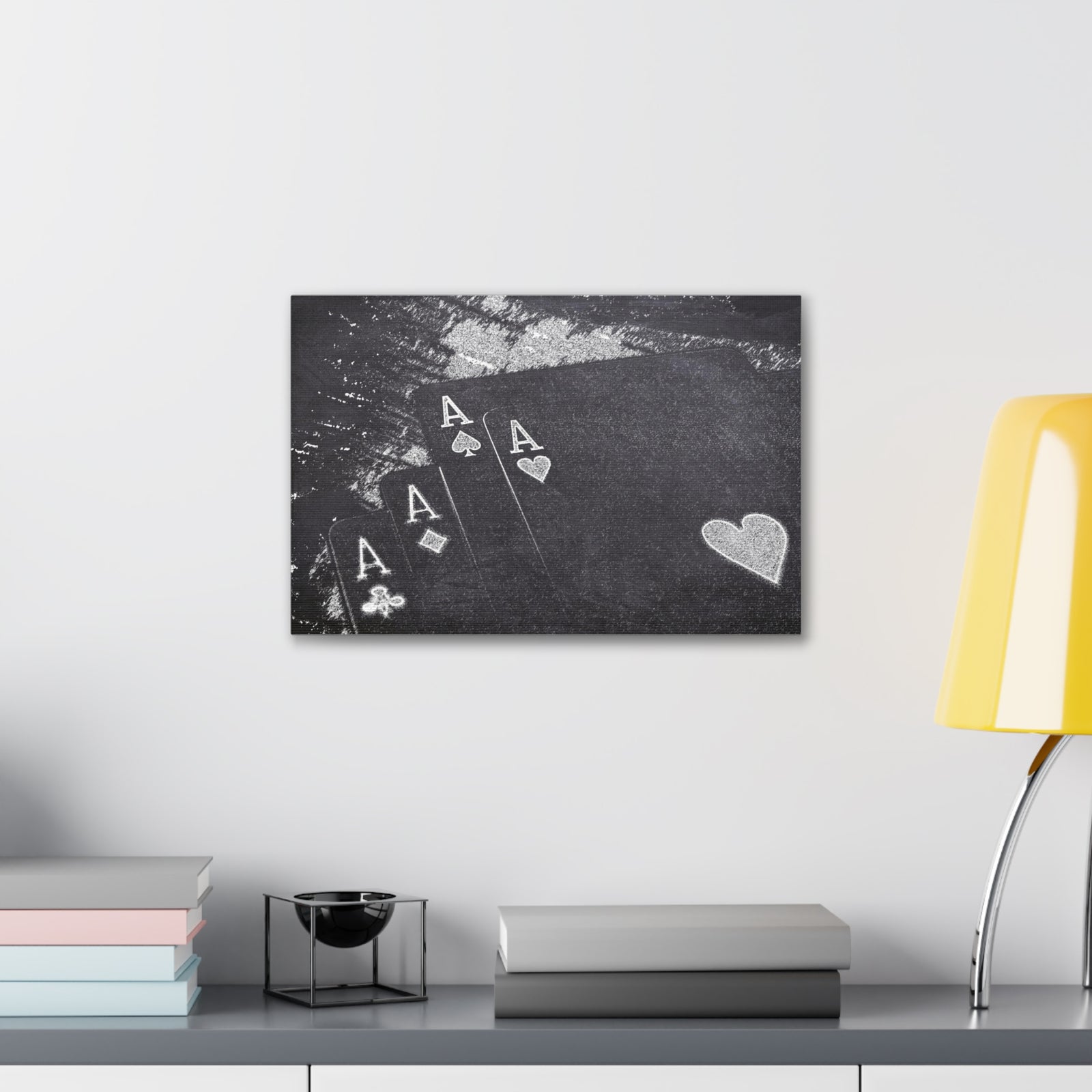 Chalkboard Playing Card Suit Ranked Playing Card Canvas Wall Art for Home Decor Ready-to-Hang-Express Your Love Gifts