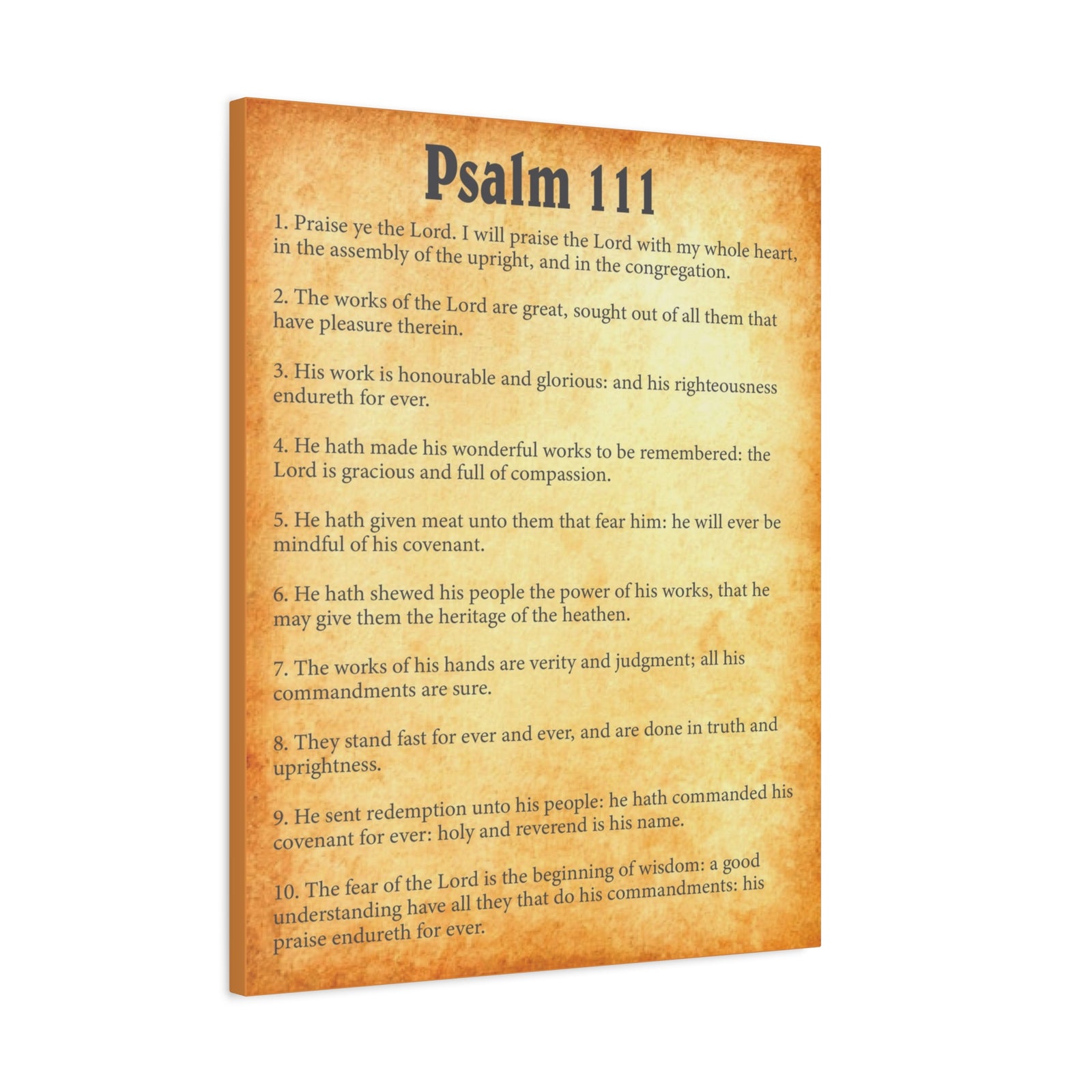 Scripture Walls Psalm 111 Gold Bible Chapter Canvas Christian Wall Art Ready to Hang-Express Your Love Gifts