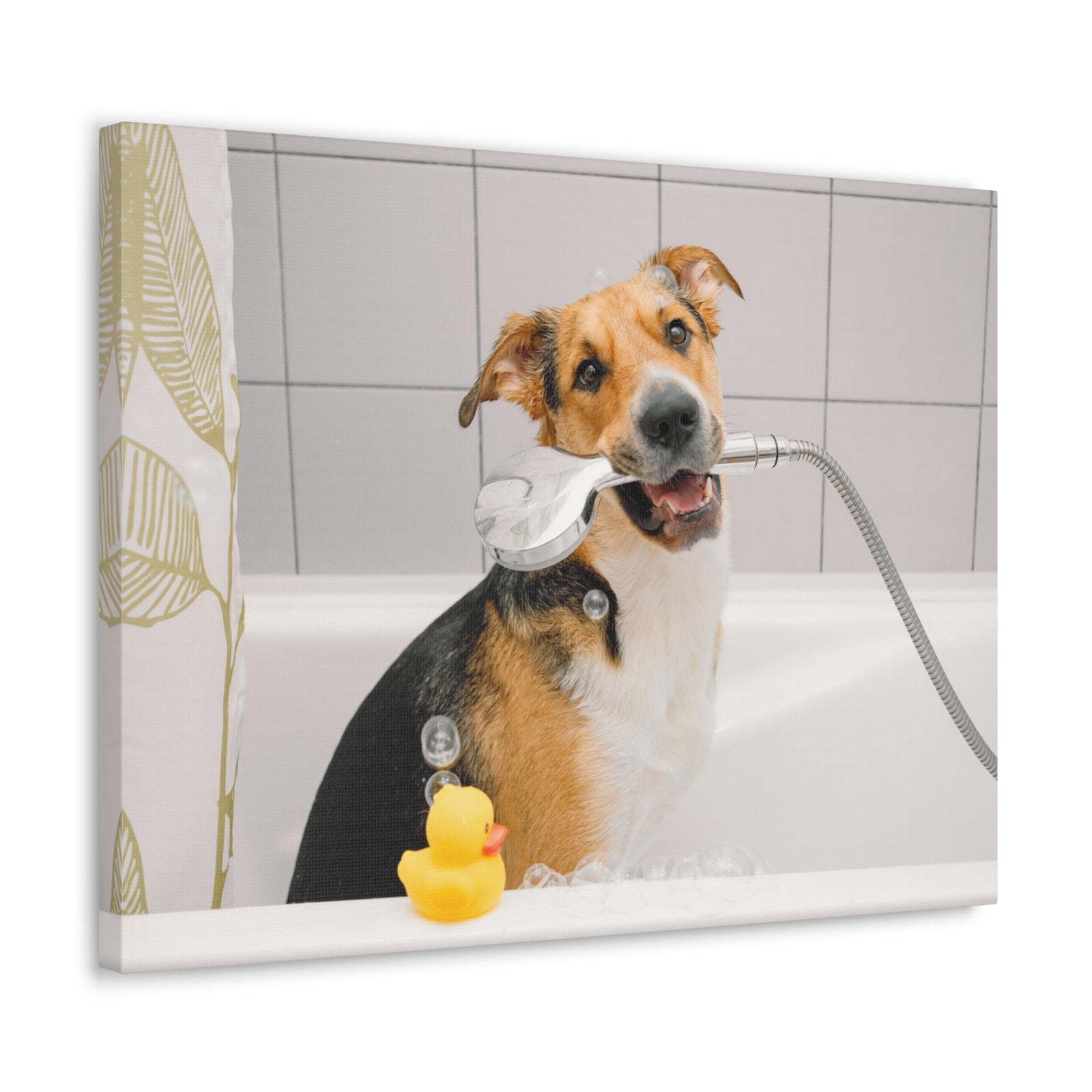 Cute Mongrel Bath Canvas Wall Art for Home Decor Ready-to-Hang-Express Your Love Gifts