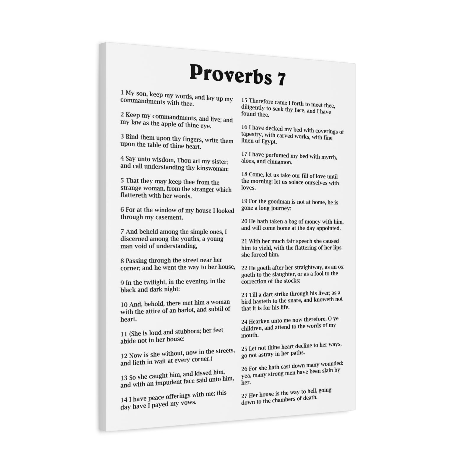 Scripture Walls Proverbs Chapter 7 White Bible Canvas Christian Wall Art Ready to Hang Unframed-Express Your Love Gifts