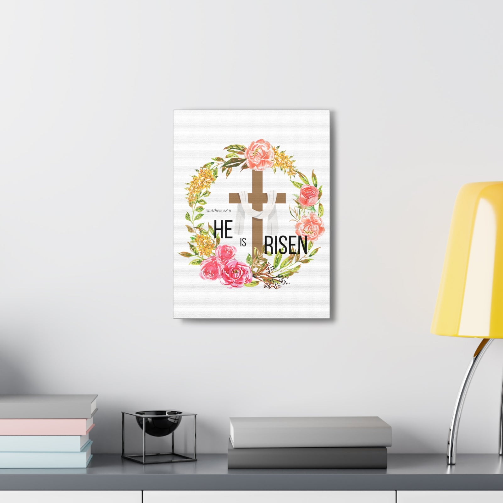 Scripture Walls Matthew 28:6 He Is Risen Bible Verse Canvas Christian Wall Art Ready to Hang Unframed-Express Your Love Gifts
