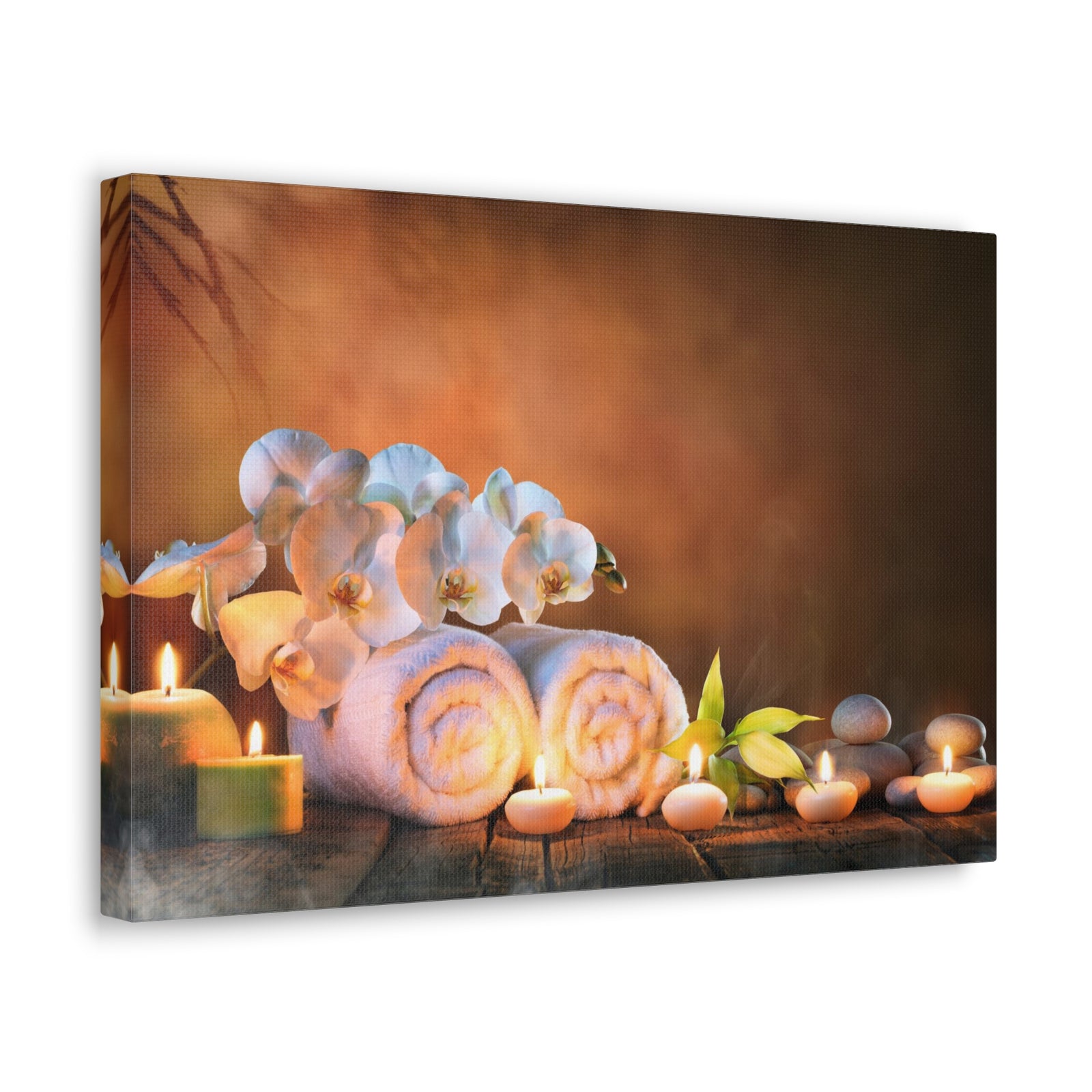 Candles and Orchid Forest Floral Nature Photography Canvas Wall Art for Home Decor Ready-to-Hang-Express Your Love Gifts