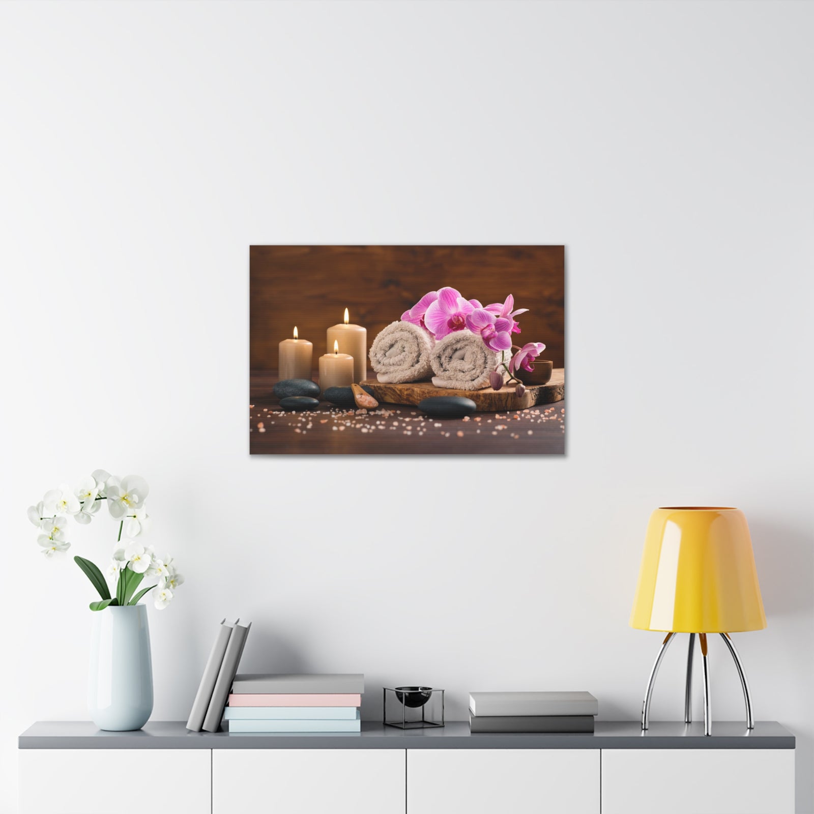 Rolled Towel and Orchids Forest Floral Nature Photography Canvas Wall Art for Home Decor Ready-to-Hang-Express Your Love Gifts