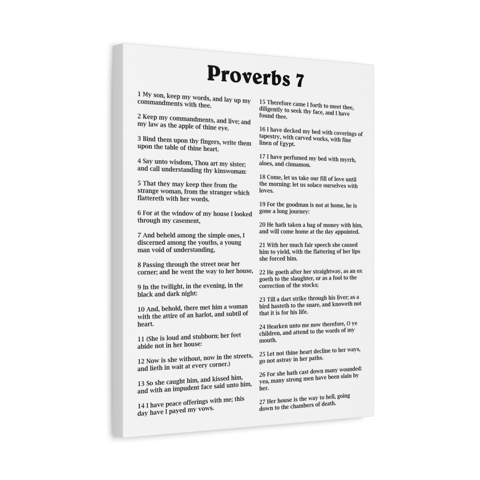 Scripture Walls Proverbs Chapter 7 White Bible Canvas Christian Wall Art Ready to Hang Unframed-Express Your Love Gifts