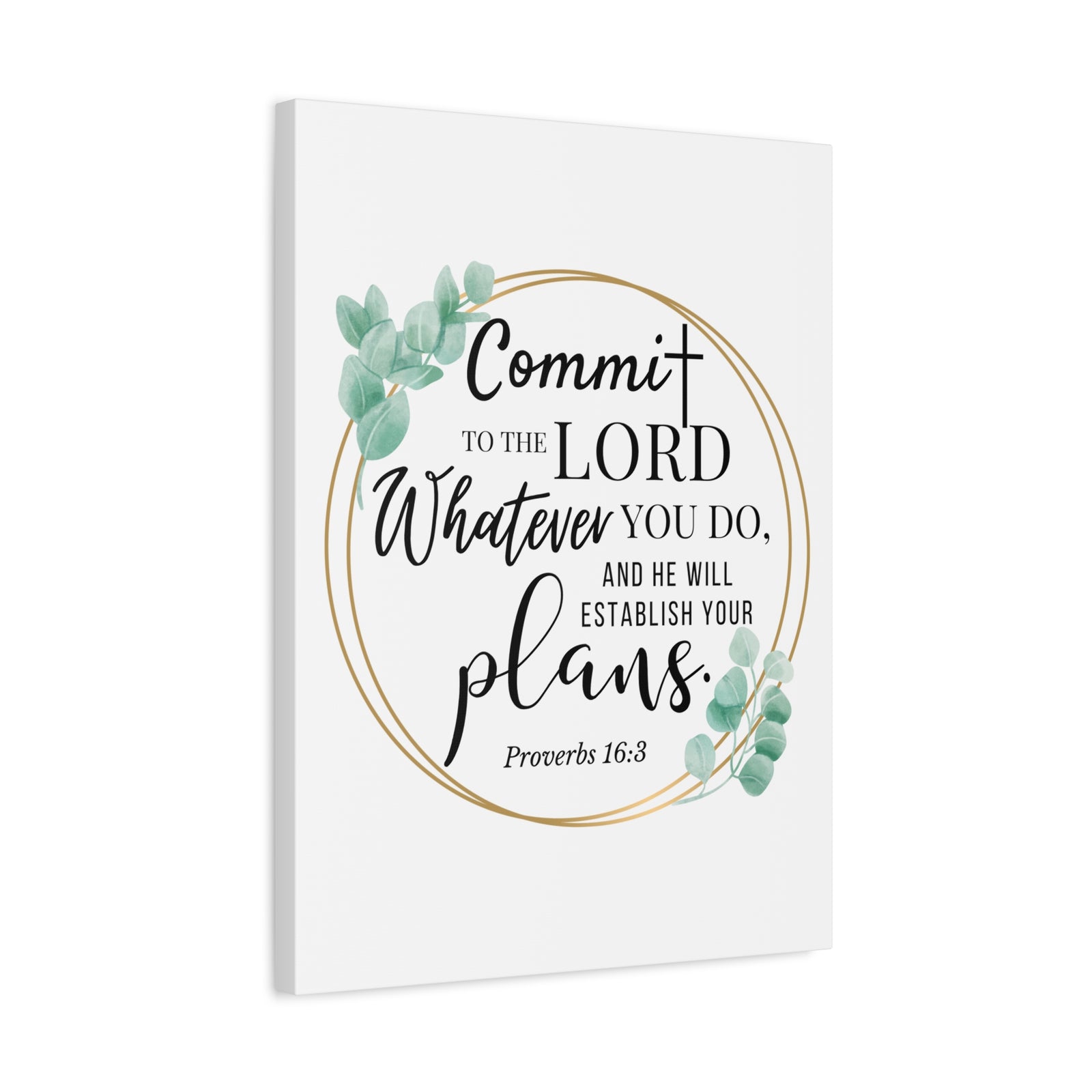 Scripture Walls Proverbs 16:3 Commit to the Lord Bible Verse Canvas Christian Wall Art Ready to Hang Unframed-Express Your Love Gifts