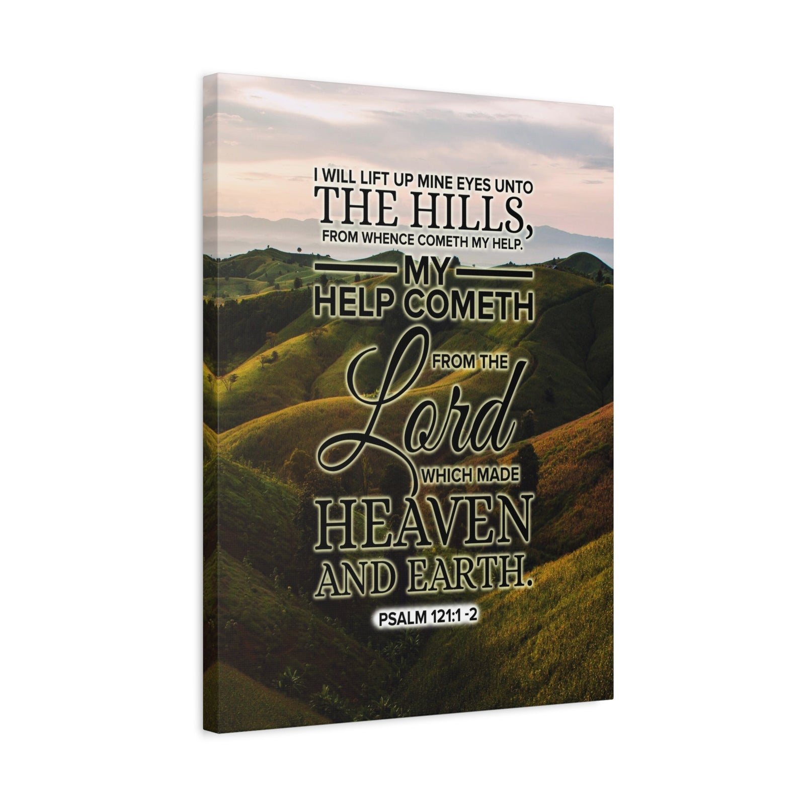 Scripture Canvas Heaven and Earth Psalm 121:1-2 KJV Christian Wall Art Bible Verse Print Ready to Hang-Express Your Love Gifts