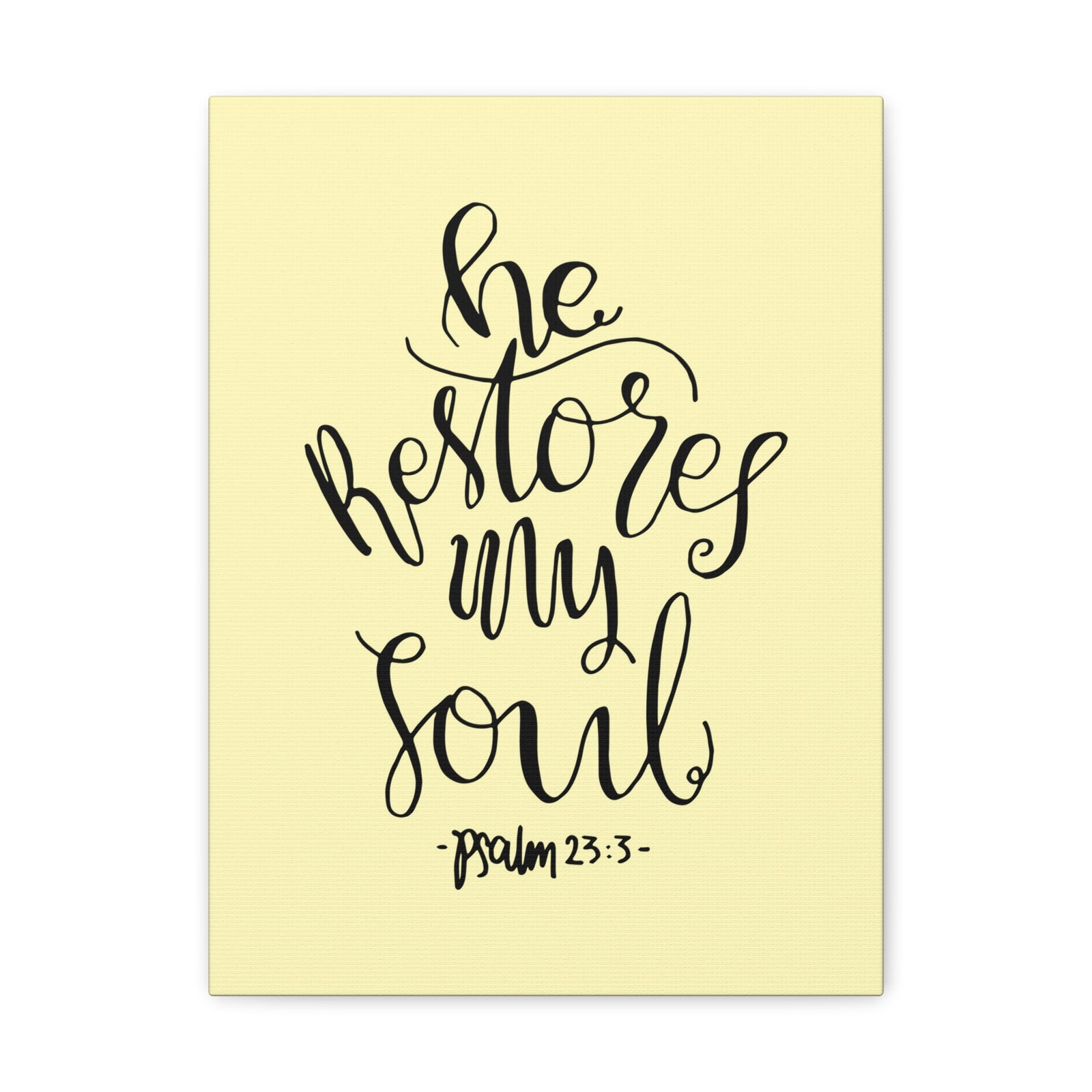 Scripture Walls He Restores My Soul Psalm 23:3 Bible Verse Canvas Christian Wall Art Ready To Hang-Express Your Love Gifts