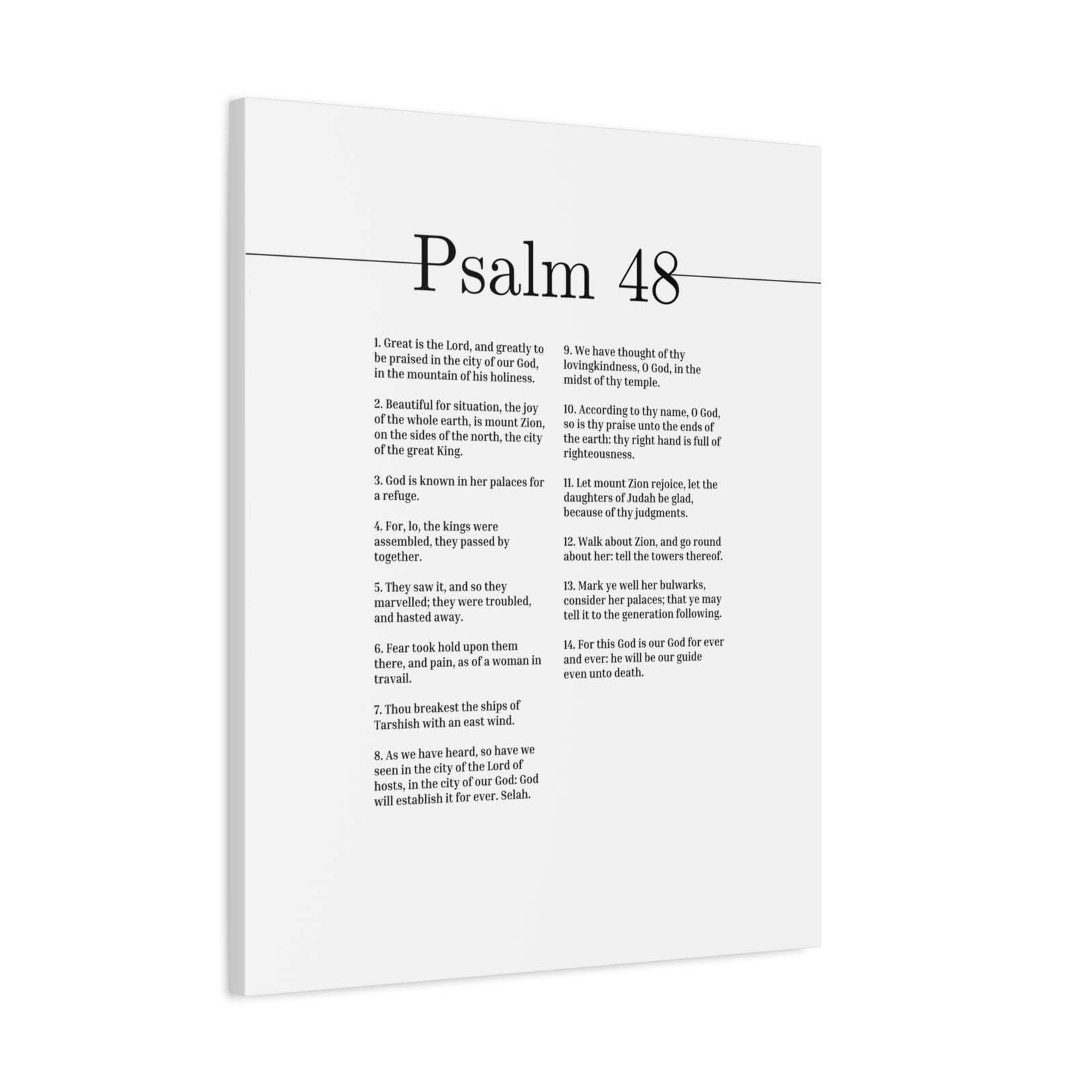 Scripture Canvas Great Is The Lord Psalm 48 Christian Wall Art Bible Verse Print Ready to Hang-Express Your Love Gifts