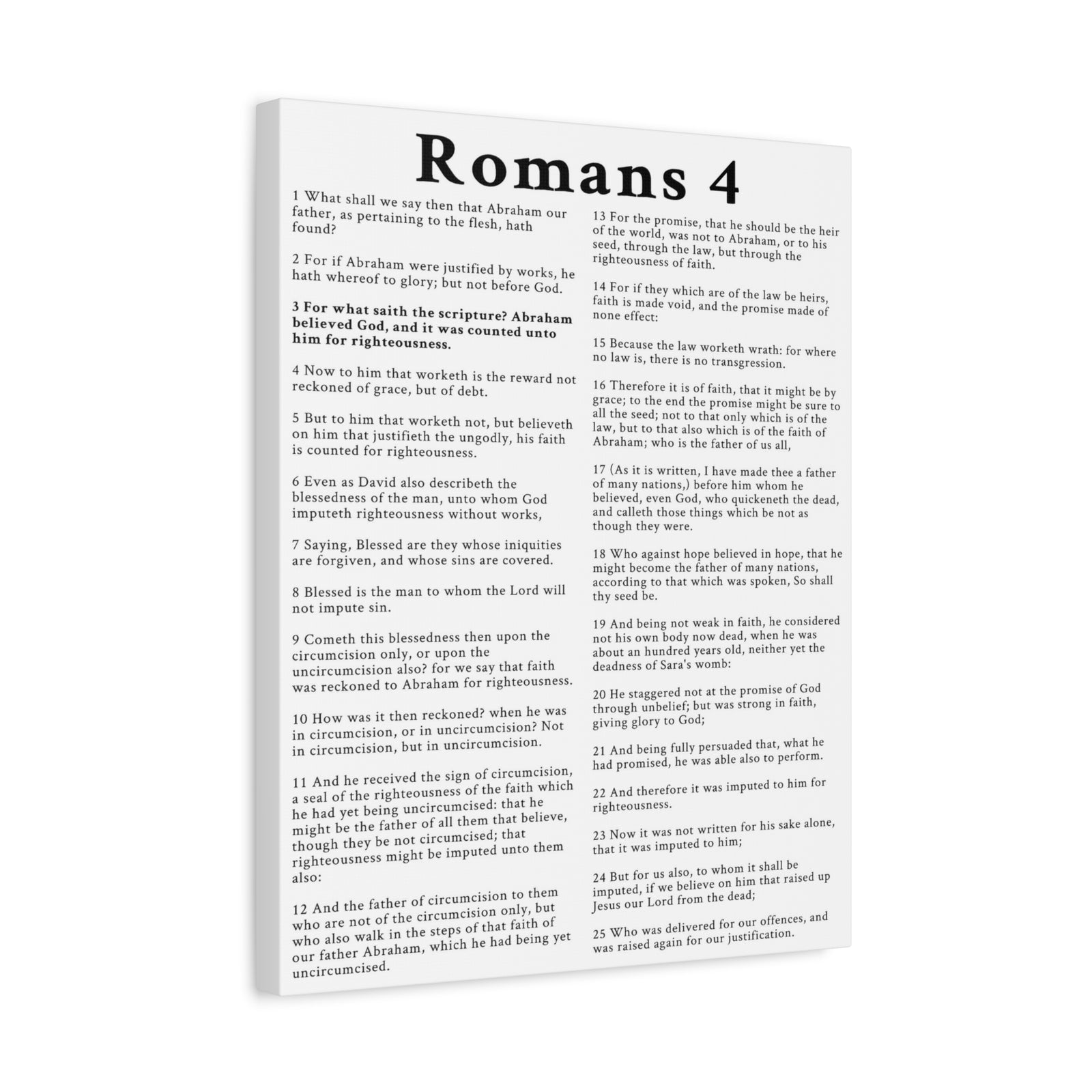 Scripture Walls Romans 4 Chapter White Bible Canvas Christian Wall Art Ready to Hang Unframed-Express Your Love Gifts