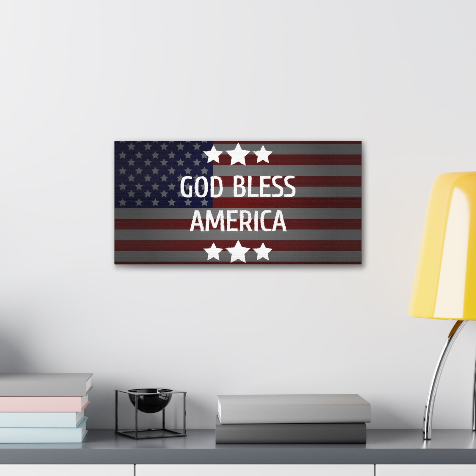 God Bless America Flag Day Concept Canvas Wall Art for Home Decor Ready-to-Hang-Express Your Love Gifts
