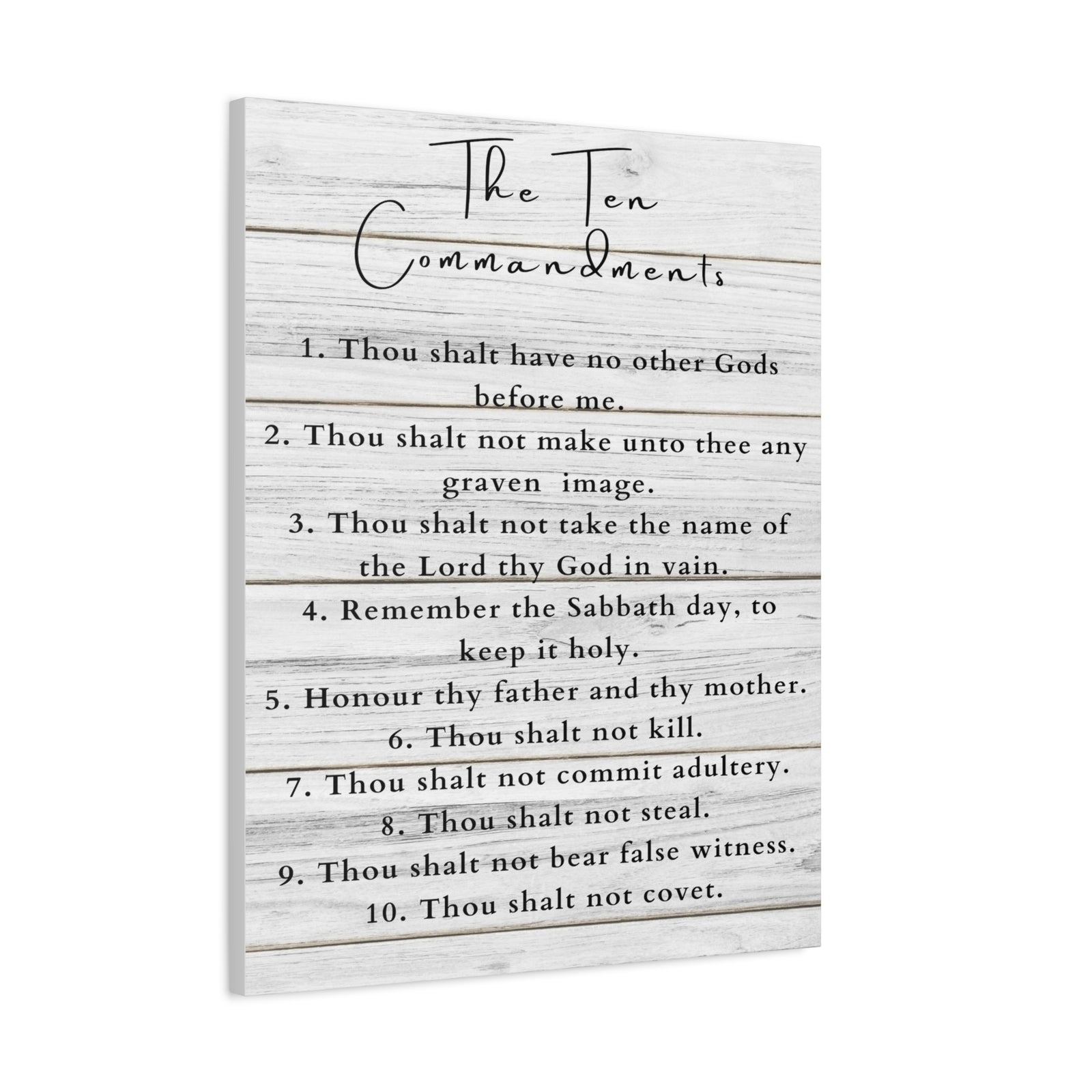 Scripture Canvas Ten Commandments White Christian Wall Art Print Ready to Hang-Express Your Love Gifts