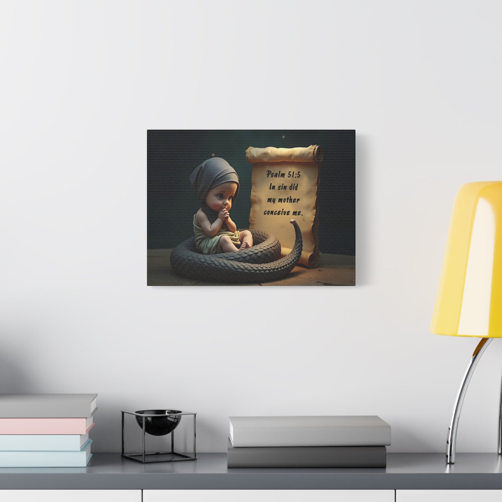 Scripture Walls Psalm 51:5 Viper in a Diaper Bible Verse Canvas Christian Wall Art Ready to Hang Unframed-Express Your Love Gifts