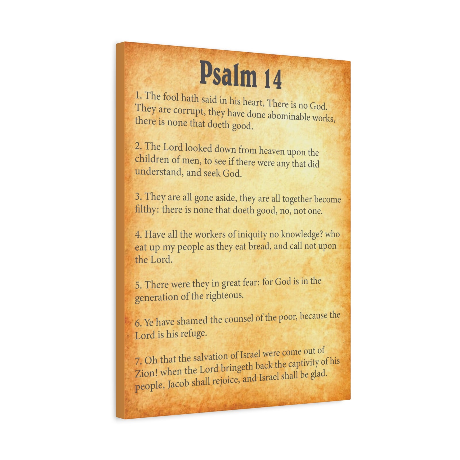 Scripture Walls Psalm 14 Gold Bible Chapter Canvas Christian Wall Art Ready to Hang-Express Your Love Gifts