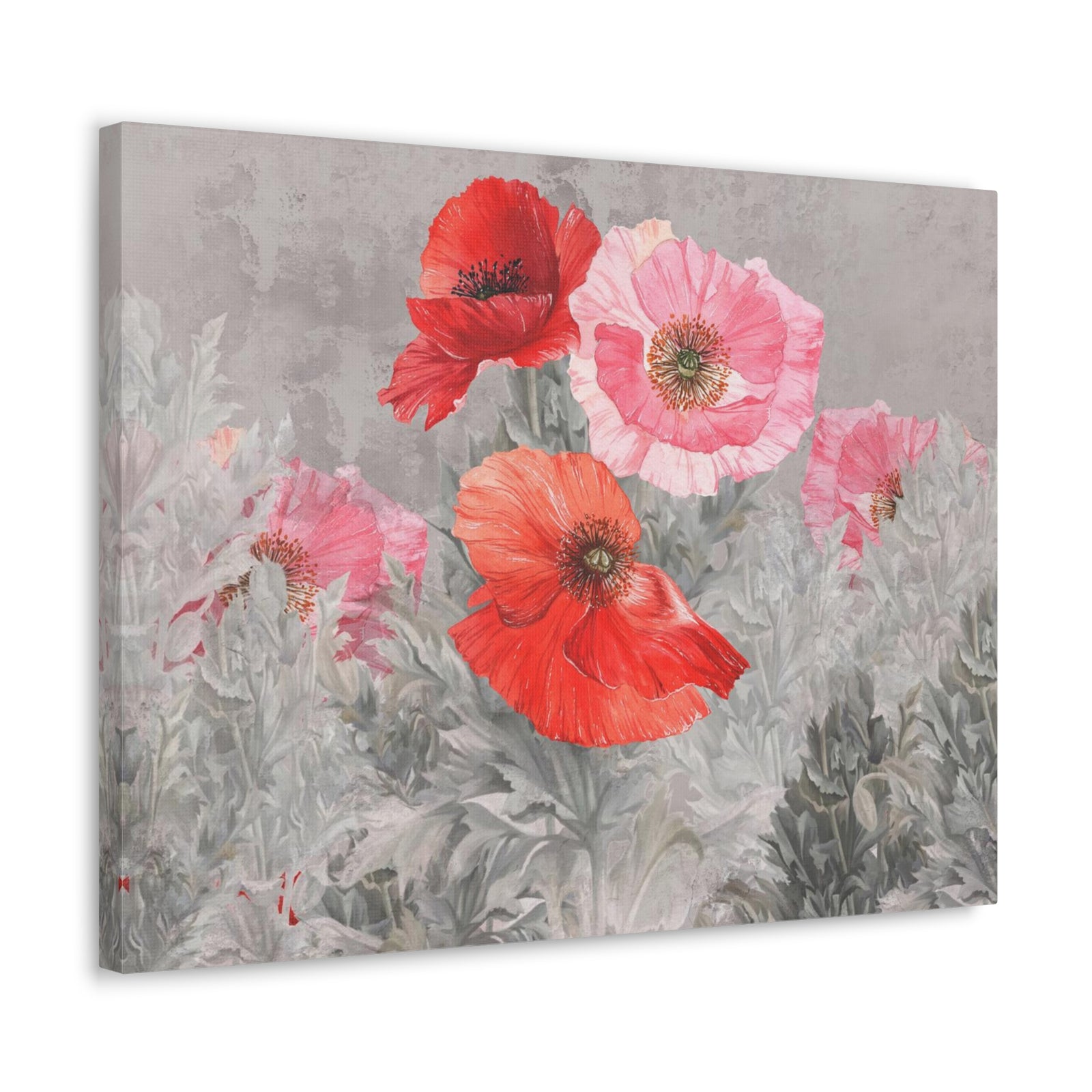 Poppies Flowers Illustration Flower Canvas Wall Art for Home Decor Ready-to-Hang-Express Your Love Gifts