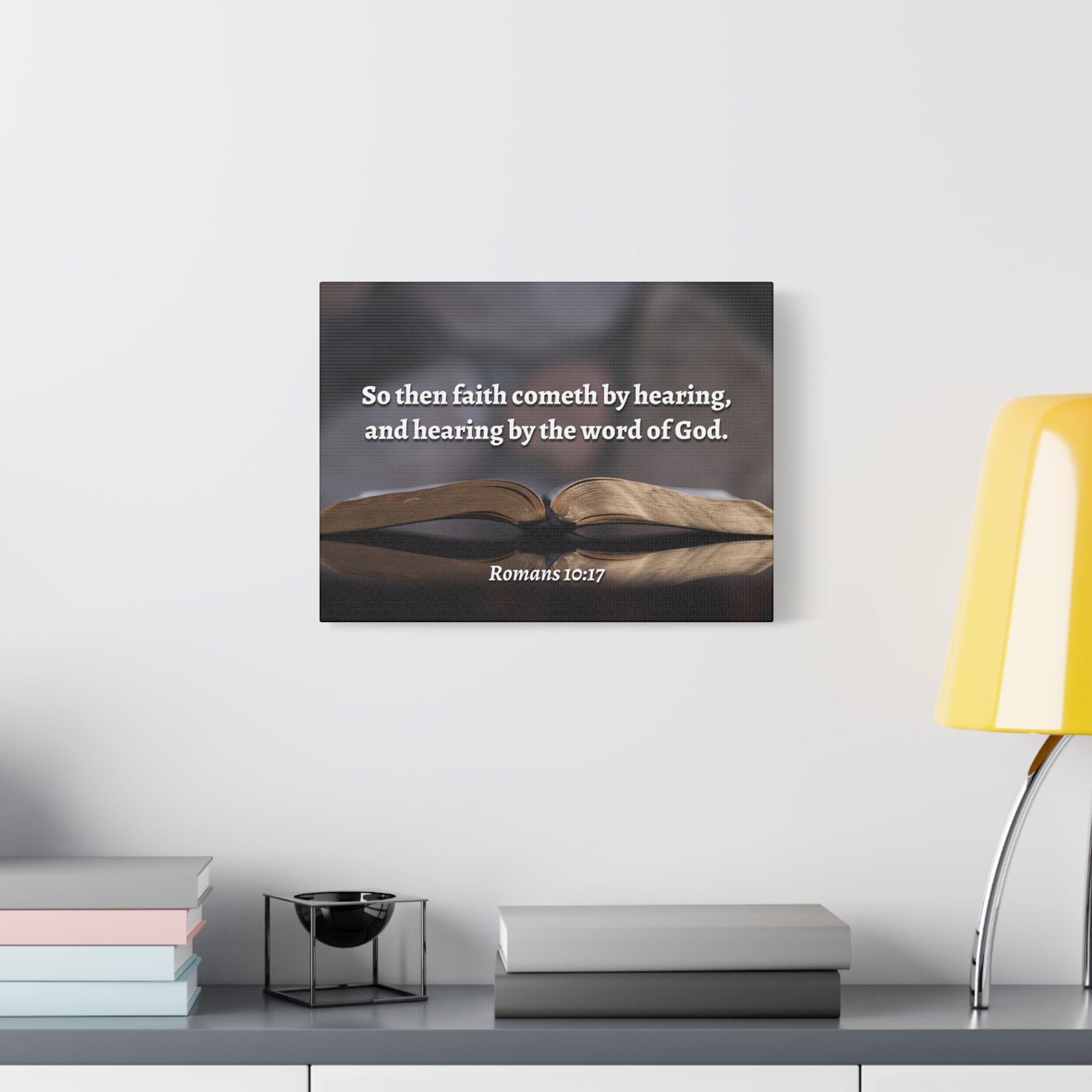 Scripture Canvas The Word Romans 10:17 Christian Wall Art Bible Verse Print Ready to Hang-Express Your Love Gifts