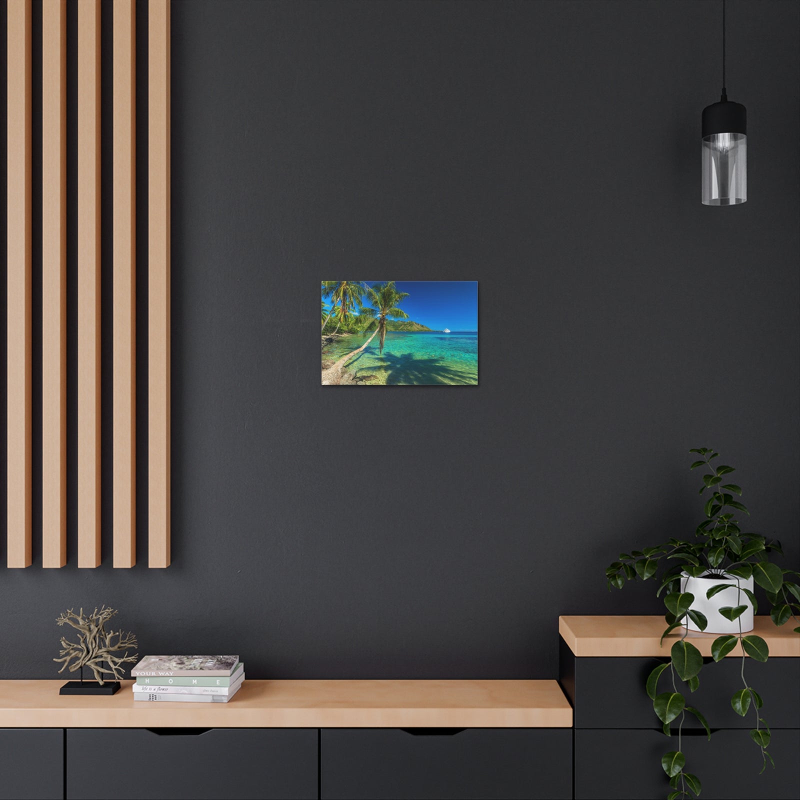 Palm Trees Quiet Beach Ocean Canvas Wall Art for Home Decor Ready-to-Hang-Express Your Love Gifts