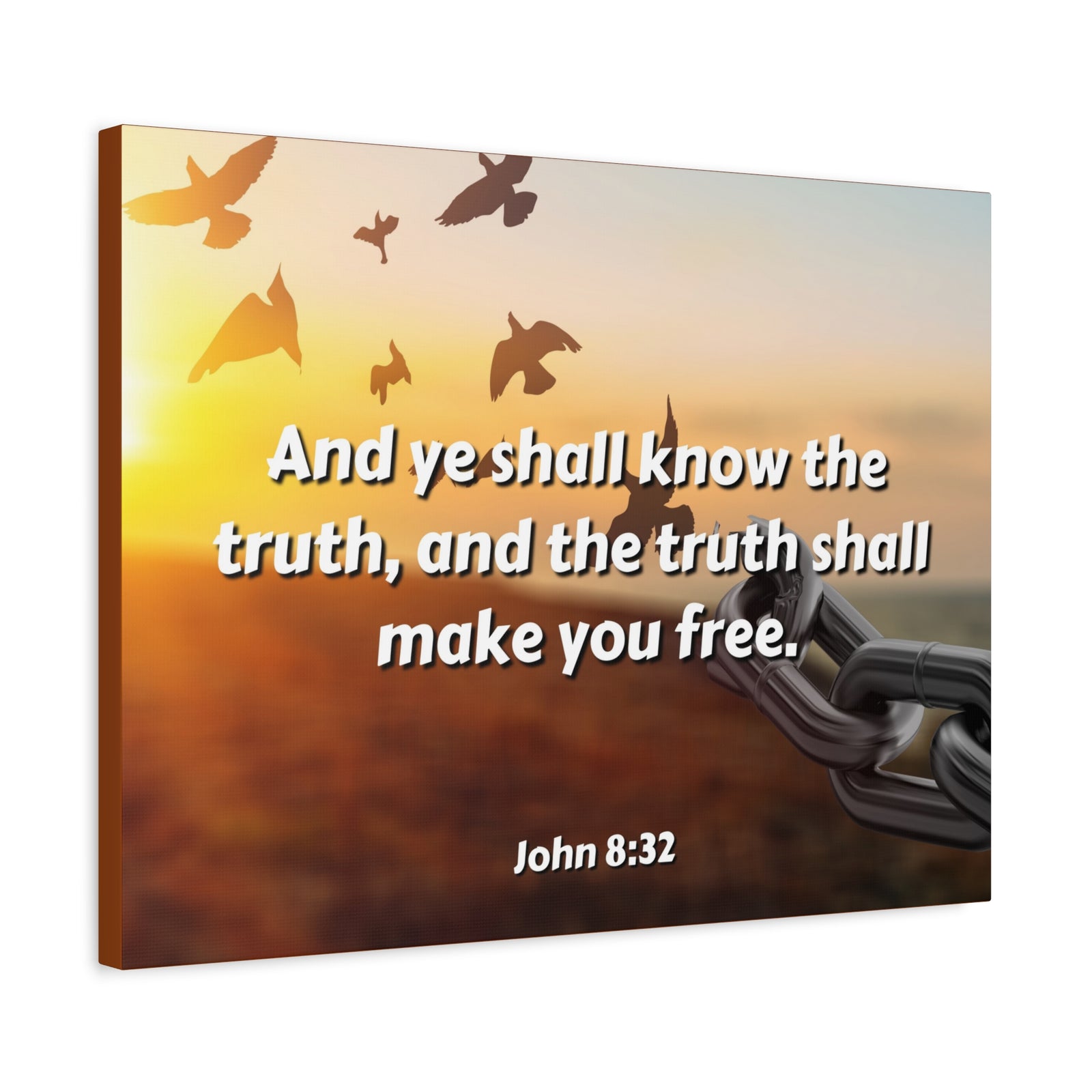 Scripture Canvas The Truth John 8:32 Christian Wall Art Bible Verse Print Ready to Hang-Express Your Love Gifts