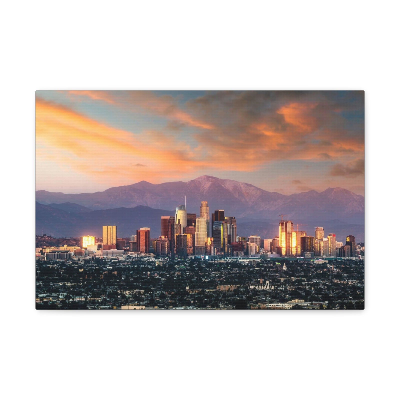 Los Angeles Daytime Skyline Canvas Artwork High-Quality Breathtaking Stunning Cityscape for Home Decor Ready to Hang-Express Your Love Gifts
