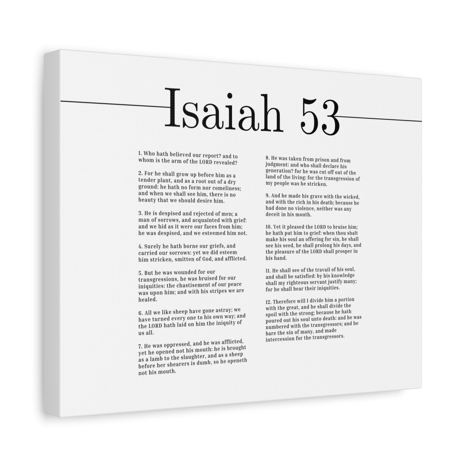 Scripture Canvas Prophecy Of Jesus White Isaiah 53 Christian Wall Art Bible Verse Print Ready to Hang-Express Your Love Gifts