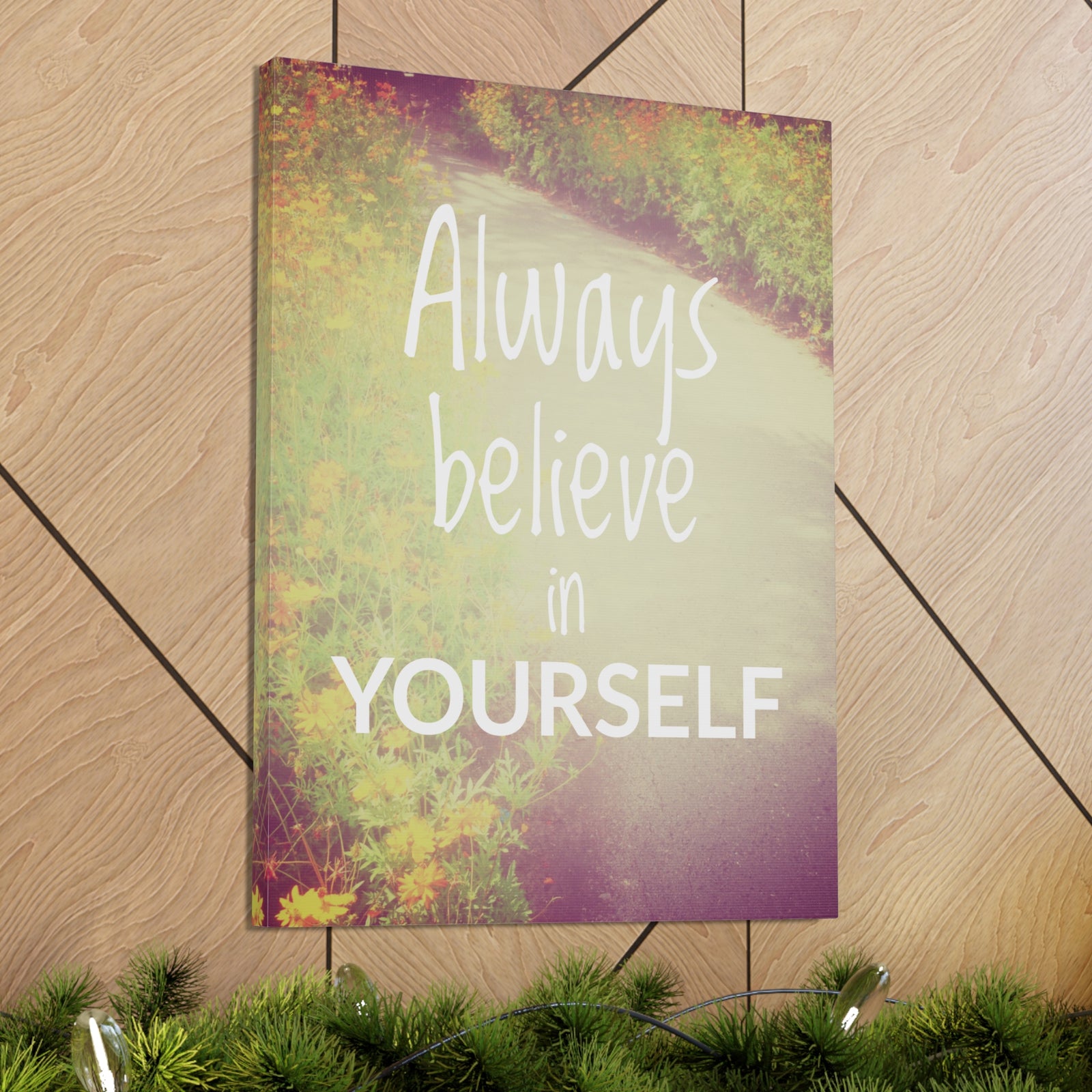 Inspirational Quote Canvas Always Believe In Yourself Motivational Print Ready to Hang Artwork-Express Your Love Gifts