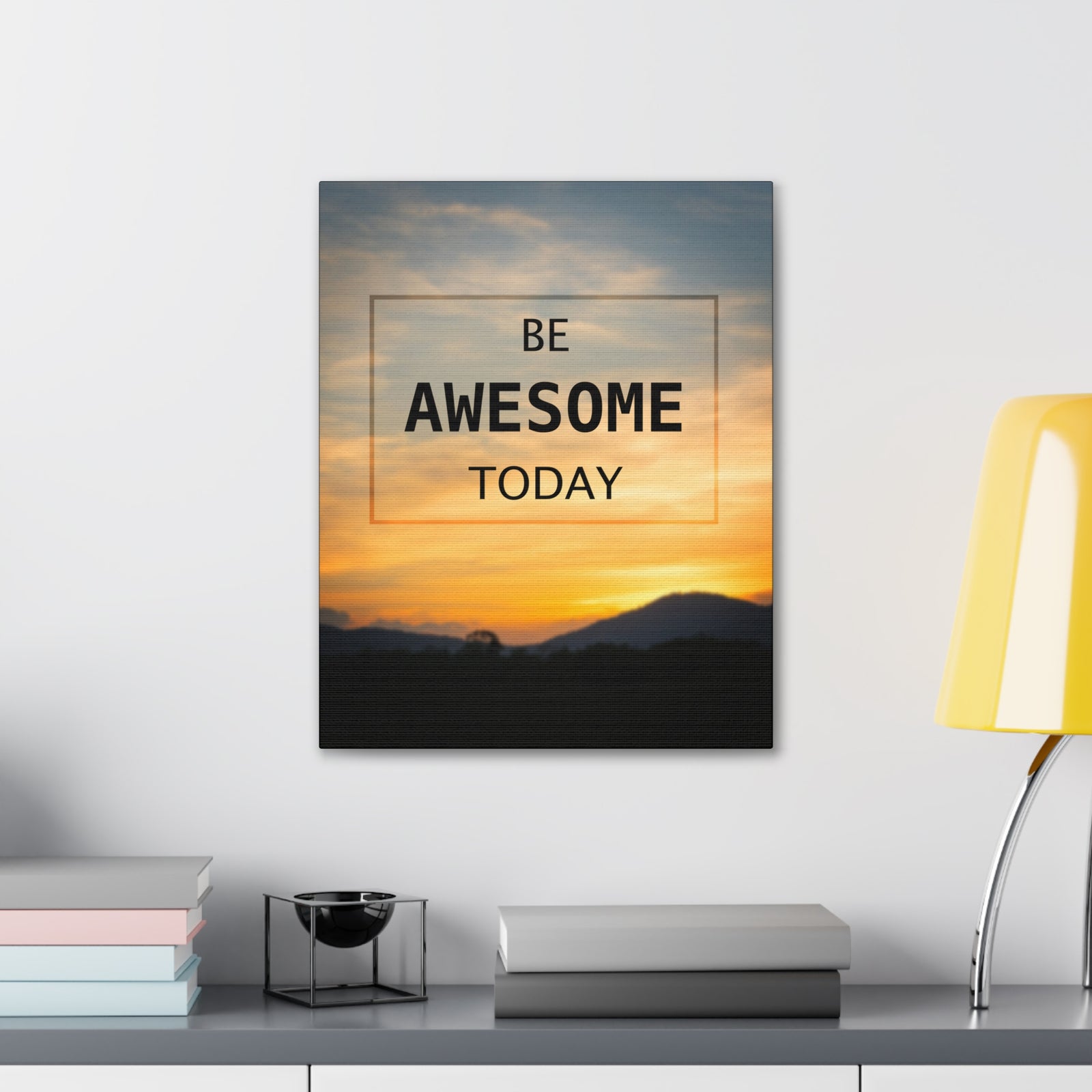 Inspirational Quote Canvas Be Awesome Today Motivational Print Ready to Hang Artwork-Express Your Love Gifts
