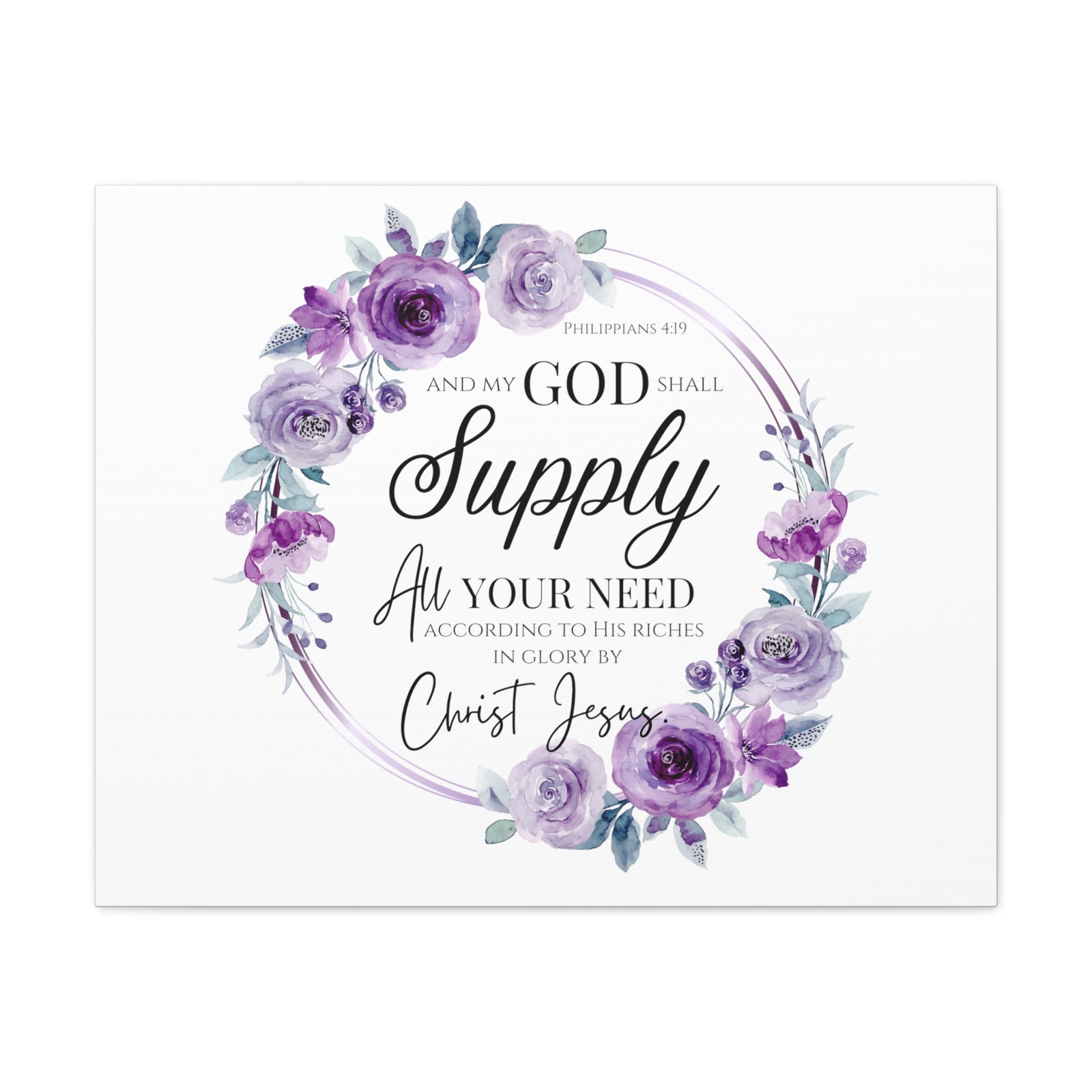 Scripture Walls Philippians 4:19 God Shall Supply Bible Verse Canvas Christian Wall Art Ready to Hang Unframed-Express Your Love Gifts