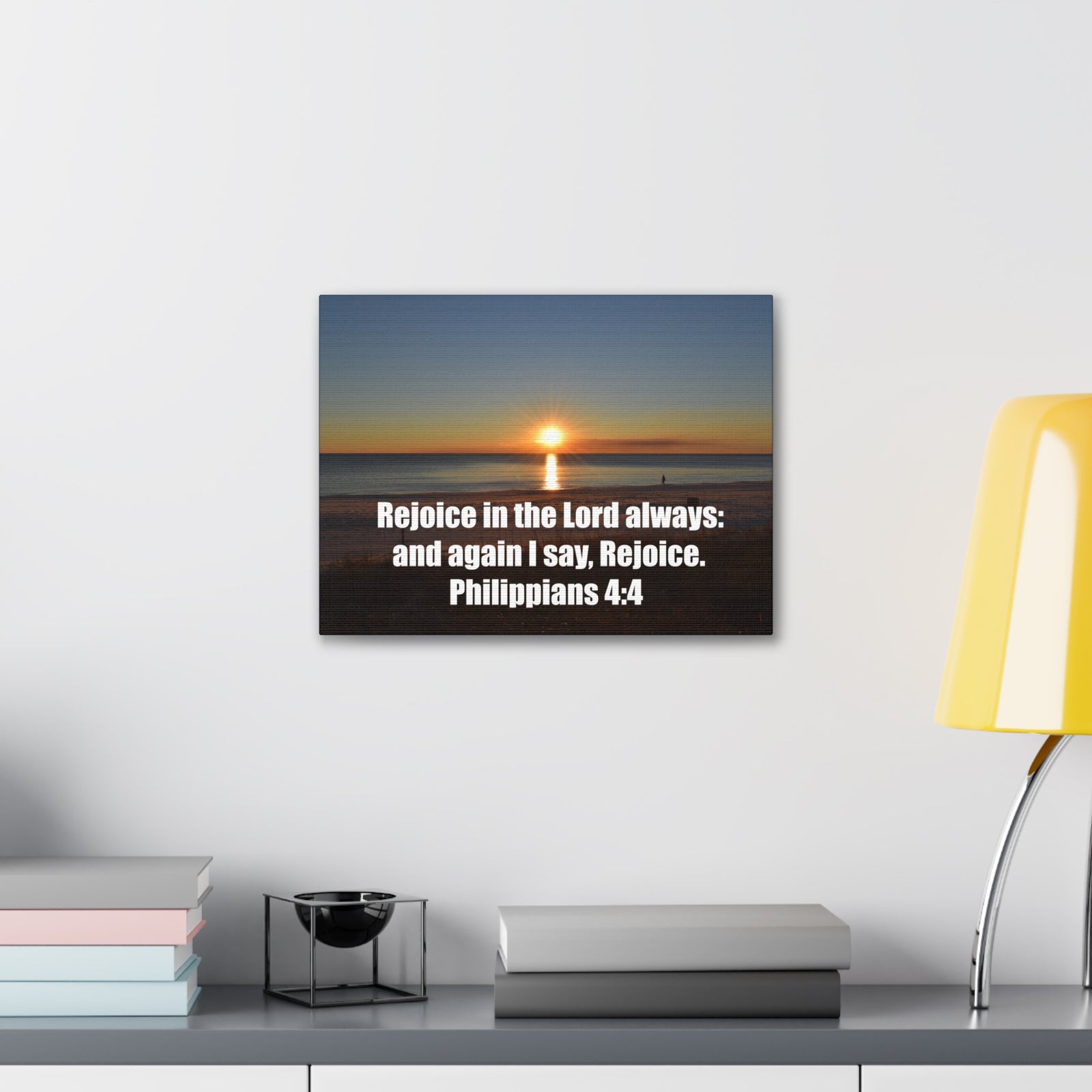 Scripture Walls Rejoice In The Lord Philippians 4:4 Sunset Bible Verse Canvas Christian Wall Art Ready to Hang-Express Your Love Gifts
