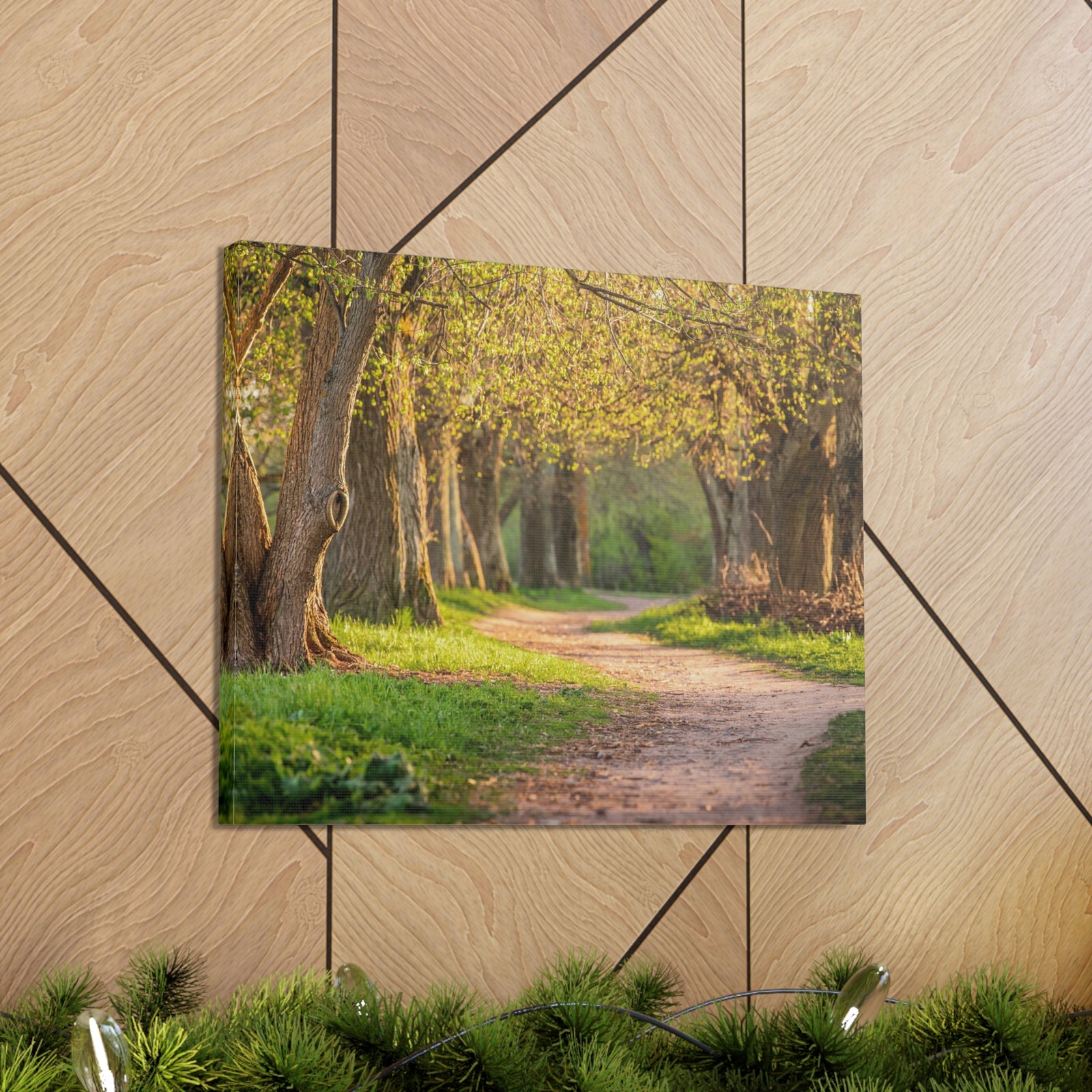Tree Green Path Forest Nature Wilderness Photography Canvas Wall Art for Home Decor Ready-to-Hang-Express Your Love Gifts