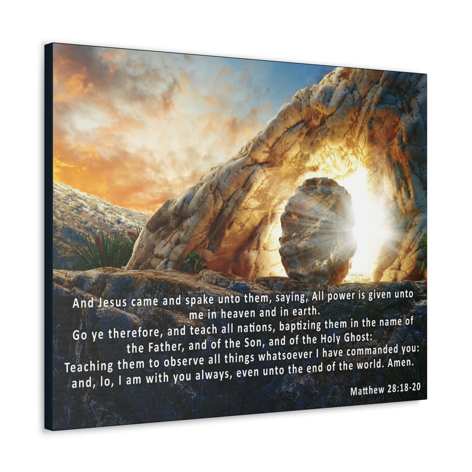 Scripture Walls Matthew 28:18-20 KJV Bible Verse Canvas Christian Wall Art Ready to Hang Unframed-Express Your Love Gifts