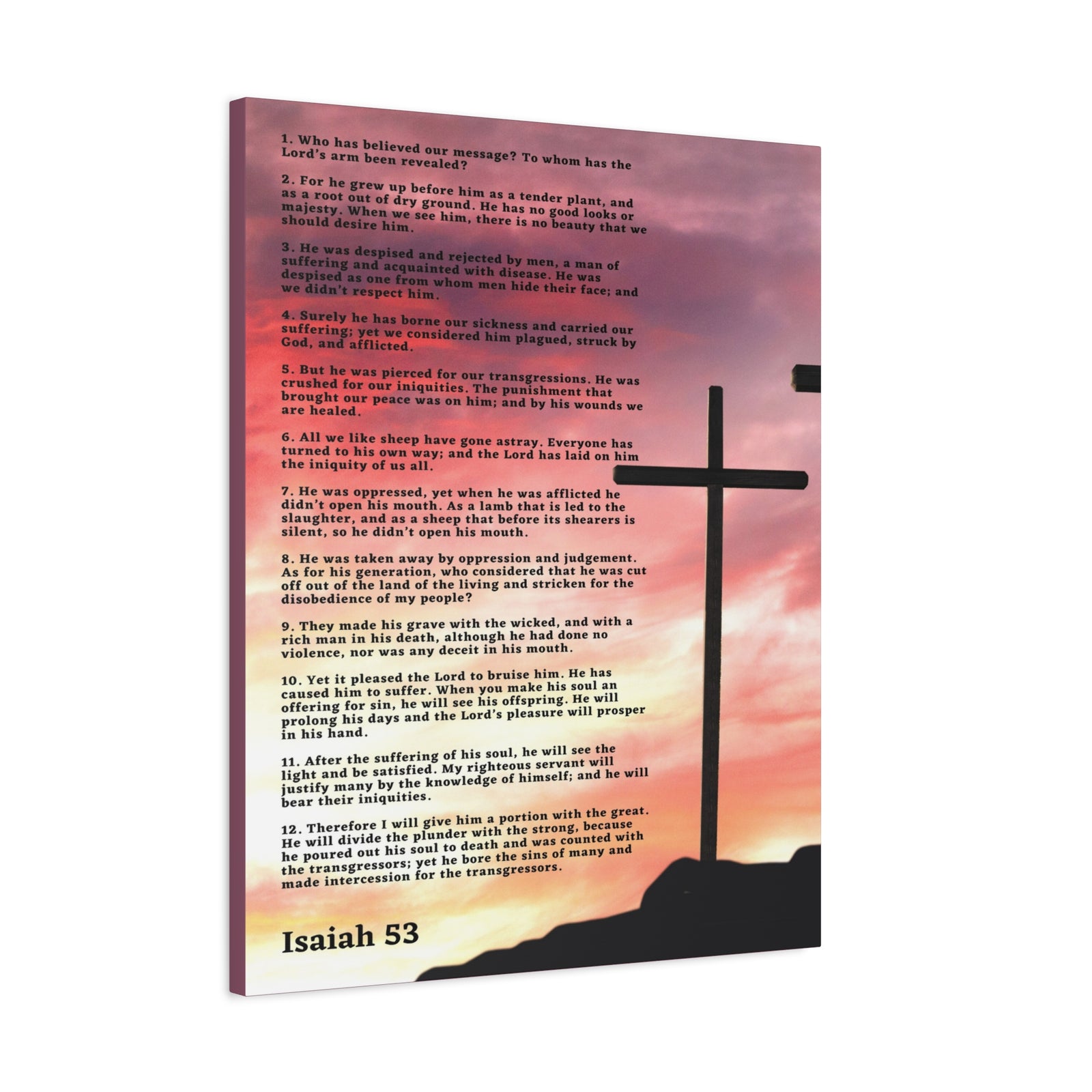 Scripture Canvas Prophecy Of Jesus Colored Isaiah 53 Christian Wall Art Bible Verse Print Ready to Hang-Express Your Love Gifts