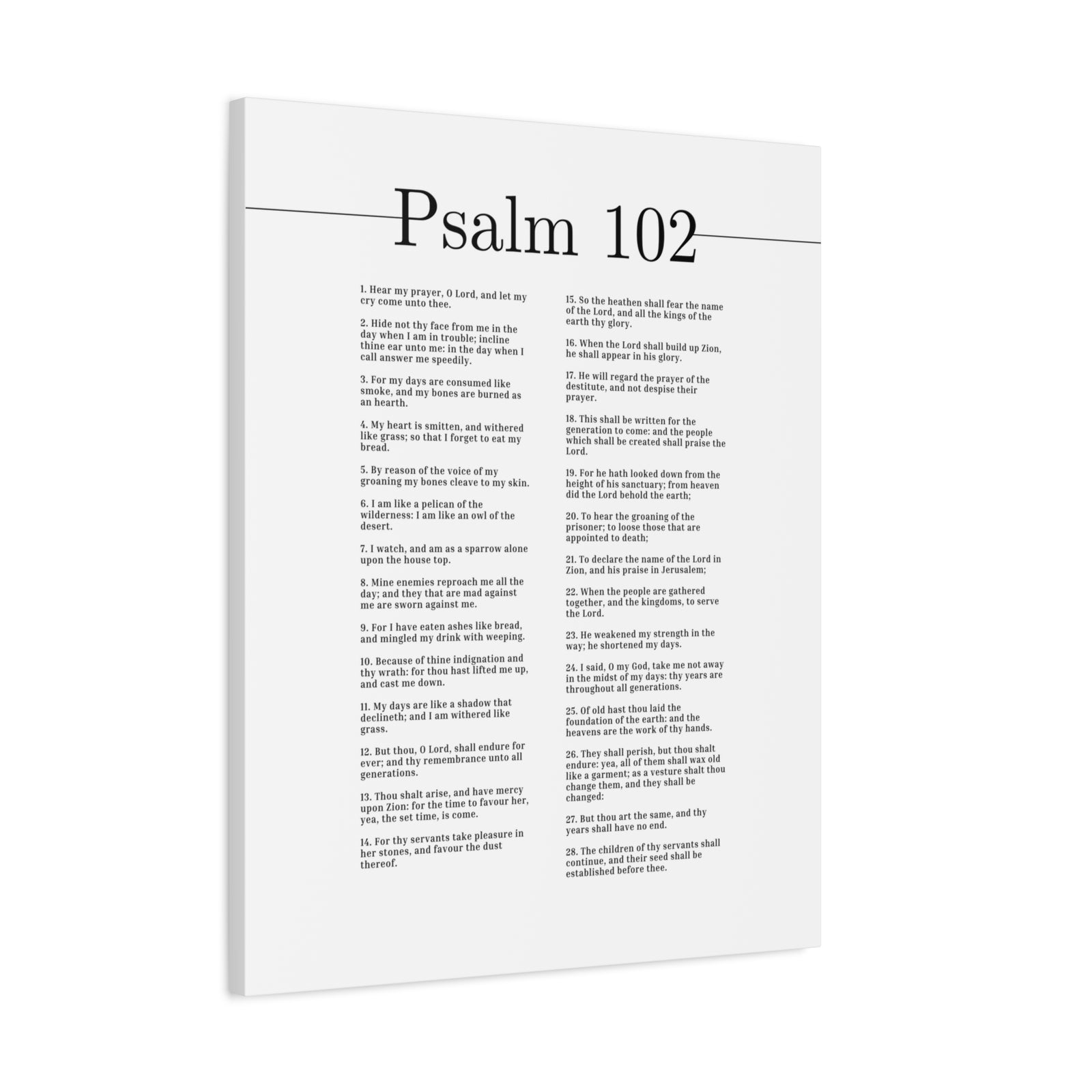 Scripture Canvas Hear My Prayer, O Lord Psalm 102 Christian Wall Art Bible Verse Print Ready to Hang-Express Your Love Gifts