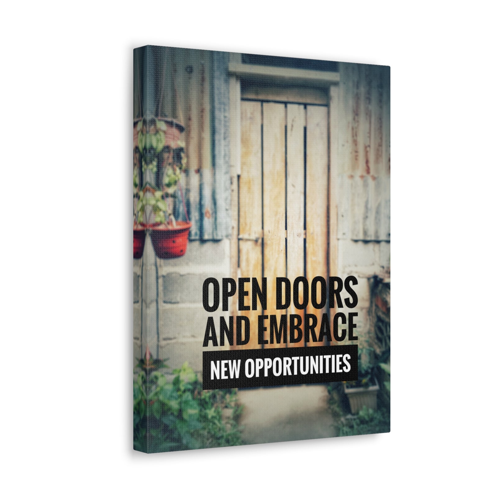 Inspirational Quote Canvas Open Doors and Embrace Motivational Print Ready to Hang Artwork-Express Your Love Gifts