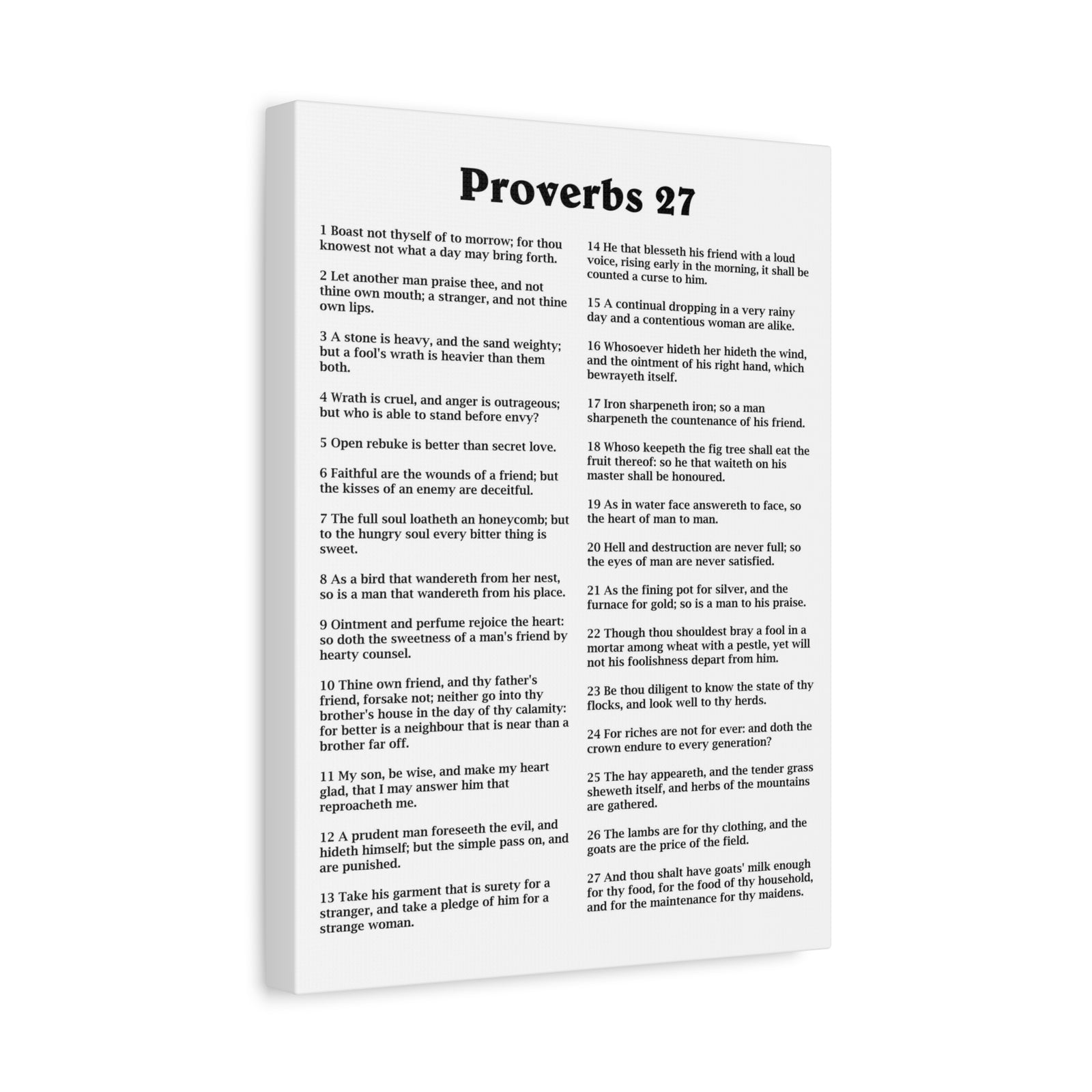 Scripture Walls Proverbs Chapter 27 White Bible Canvas Christian Wall Art Ready to Hang Unframed-Express Your Love Gifts