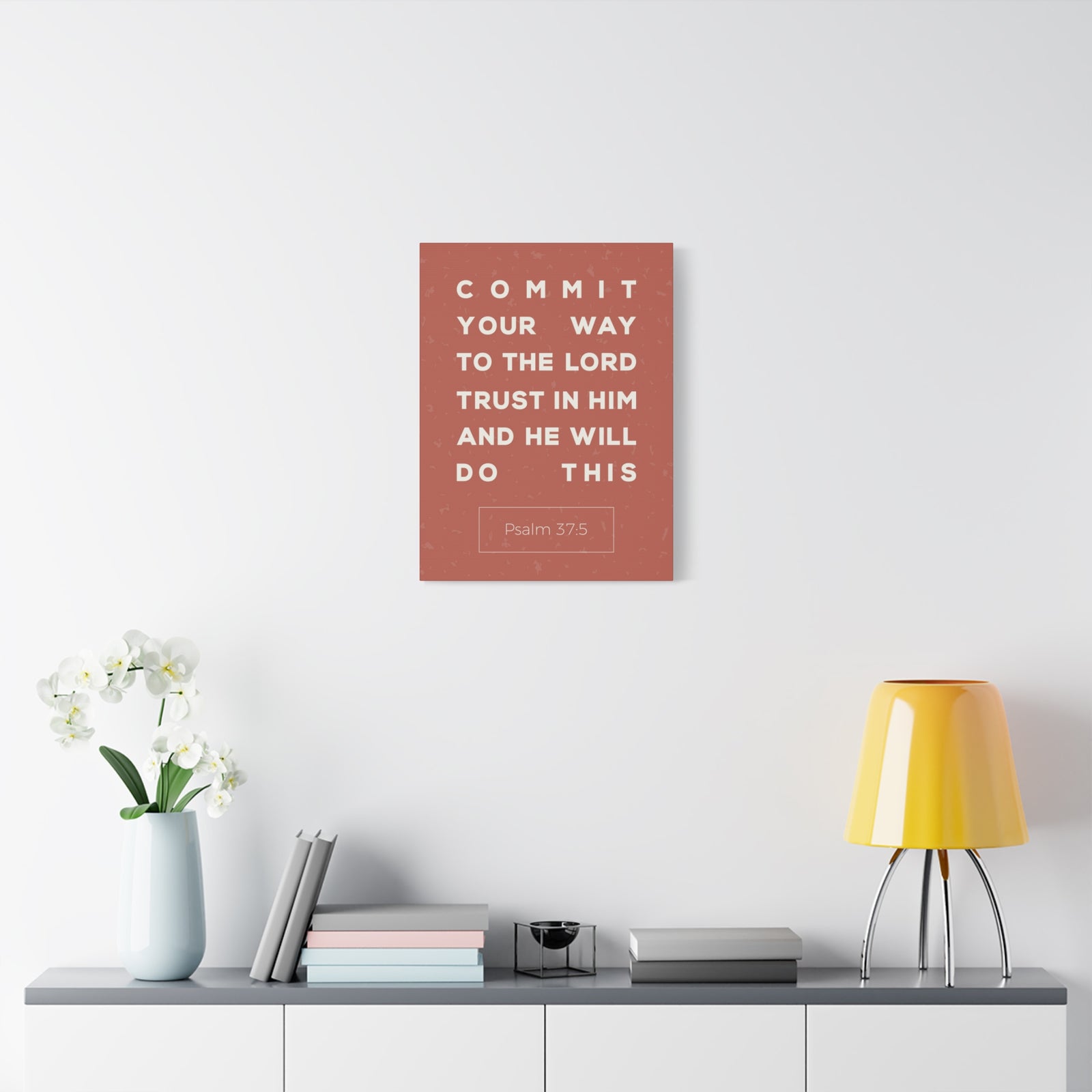 Scripture Canvas Commit Your Way Psalm 37:5 Christian Wall Art Bible Verse Print Ready To Hang-Express Your Love Gifts
